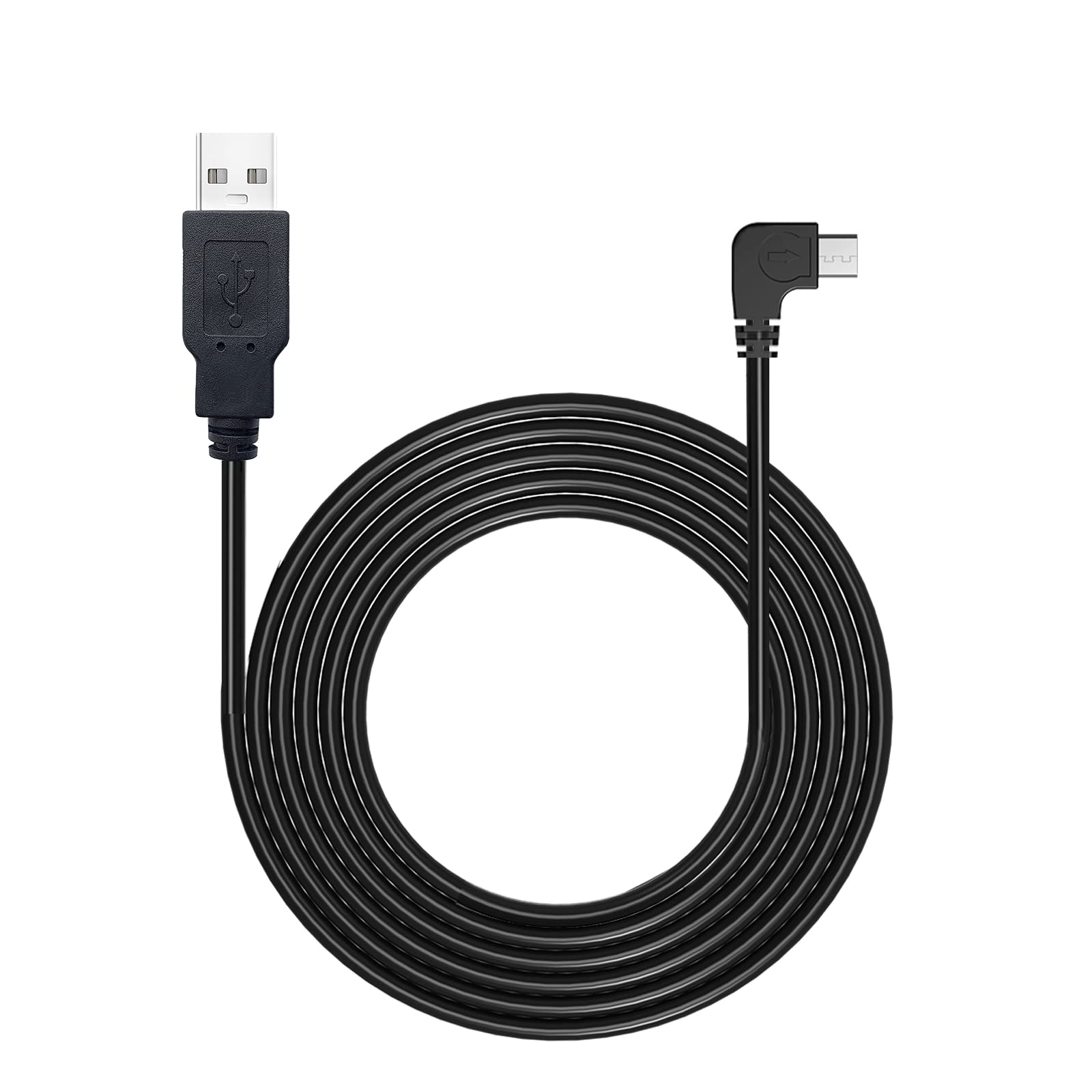 11.5ft Micro USB Dash Cam Power Cord - 90 Degree Angle Charging Cable for Dashcam & Mirror Cam | Long Car Camera Charger Wire | Perfect for Road Trips & Vehicle Surveillance