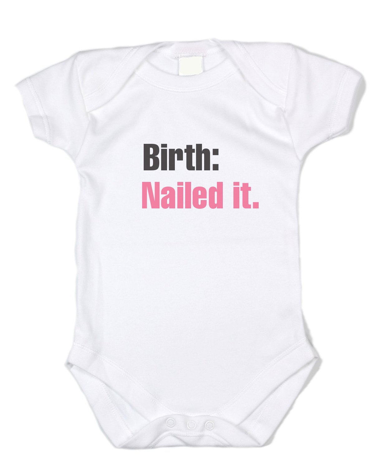 Funny Baby Onesie 'Birth: Nailed It' - Black & Pink Graphic Infant Bodysuit for Newborns | Perfect for First Photos, Baby Showers & Birthday Gifts