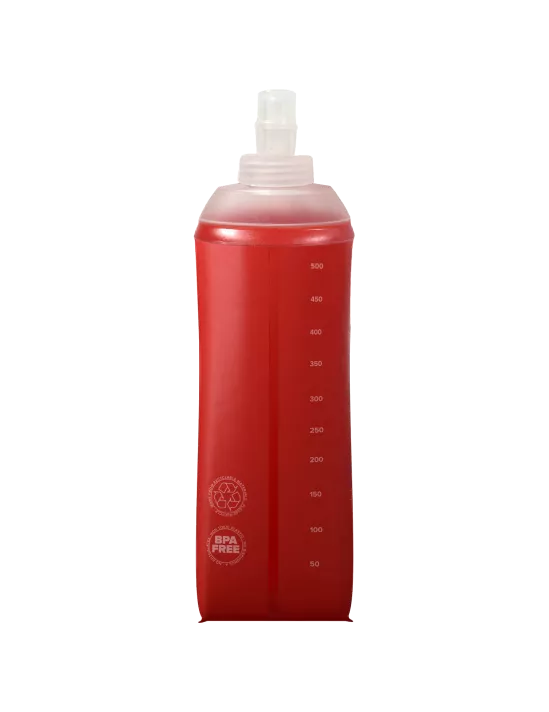 Compressport Ergoflask 500ml Insulated Water Bottle - BPA Free, Leak Proof, Lightweight for Running, Cycling & Outdoor Sports - Vibrant Red