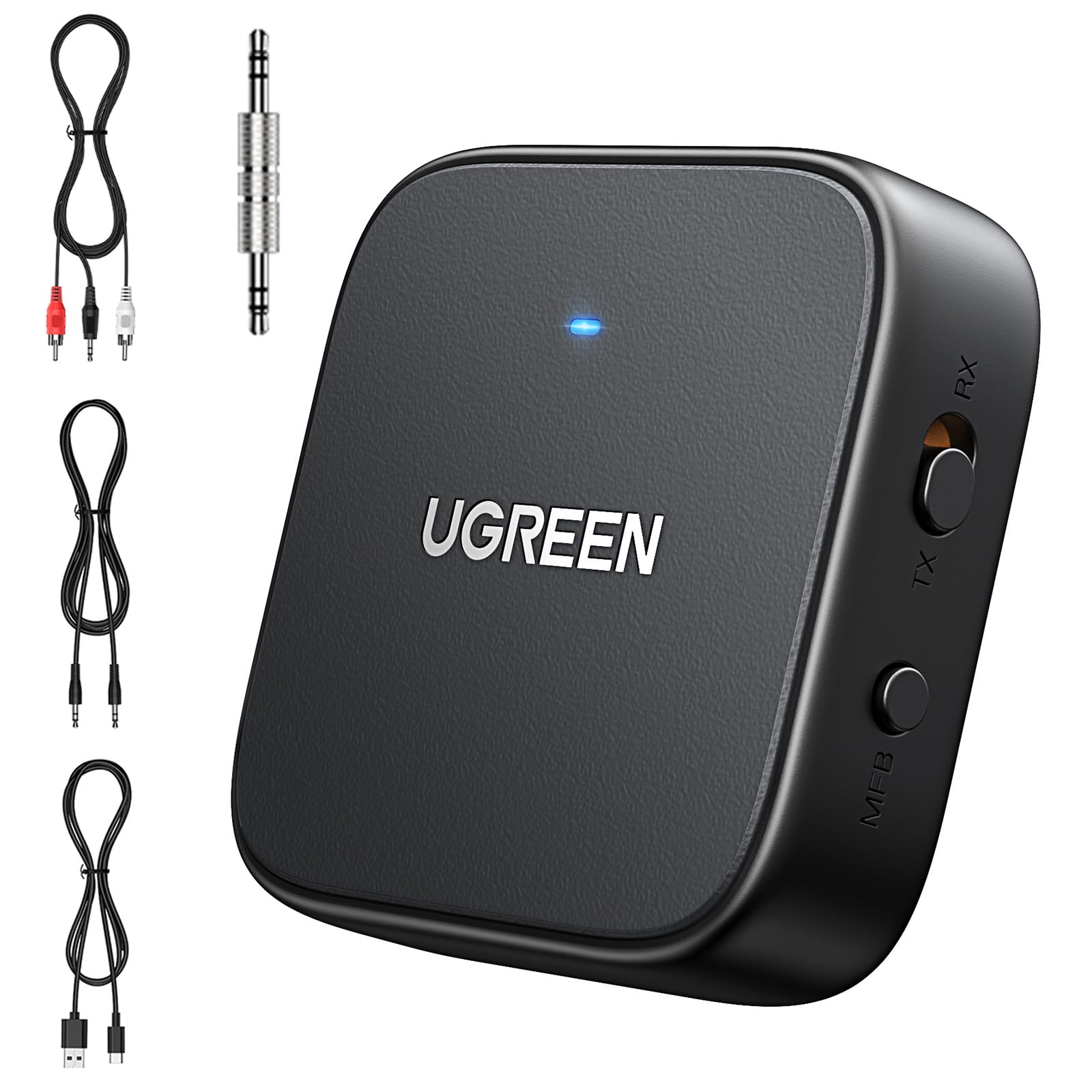 UGREEN Bluetooth 5.2 Transmitter for TV - Wireless Audio Adapter with Low Latency, Dual Link & 3D Surround Sound | Perfect for Home Theater, Gaming & Streaming Devices