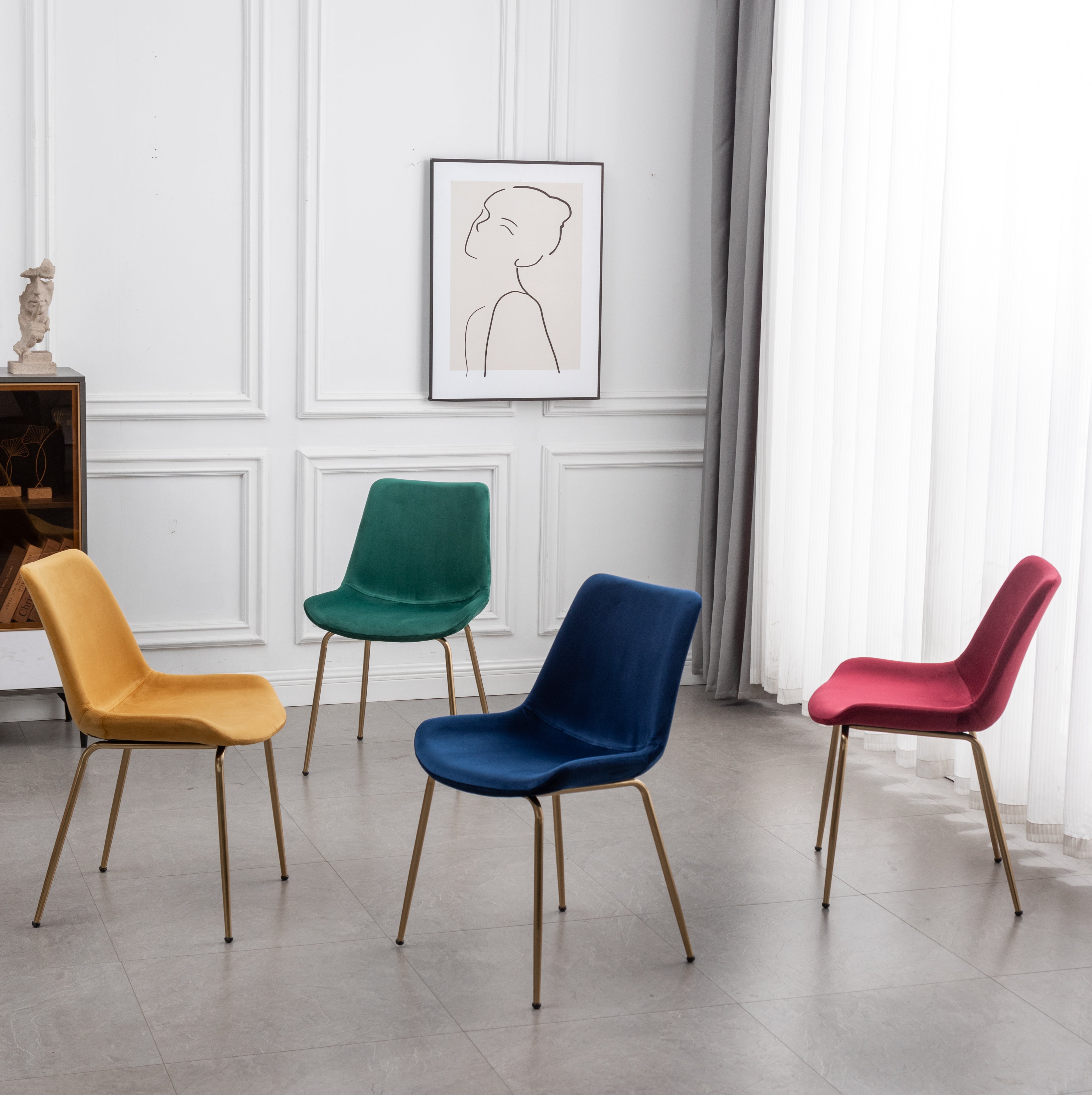 Roundhill Furniture Aufurr Modern Velvet Dining Chairs, Set of 2 - Mid-Century Style Upholstered Side Chairs for Dining Room, Kitchen, or Office