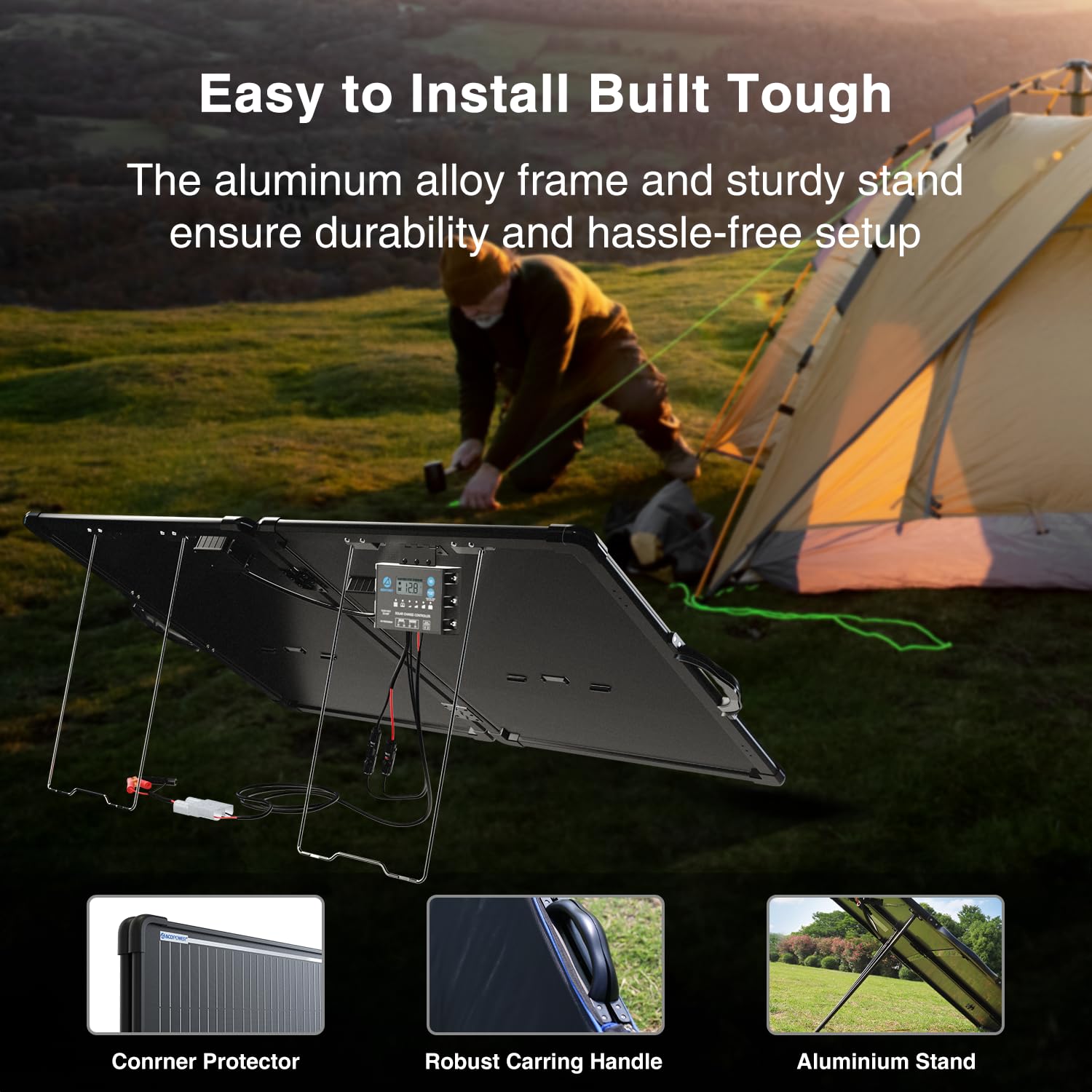 ACOPOWER 100W Monocrystalline Lightweight Portable Solar Panel Kit - 2x50W Foldable Solar Charger with 20A Waterproof LCD Charge Controller for Power Stations, RV, Camping, Off-Grid Living & Emergency Power Backup
