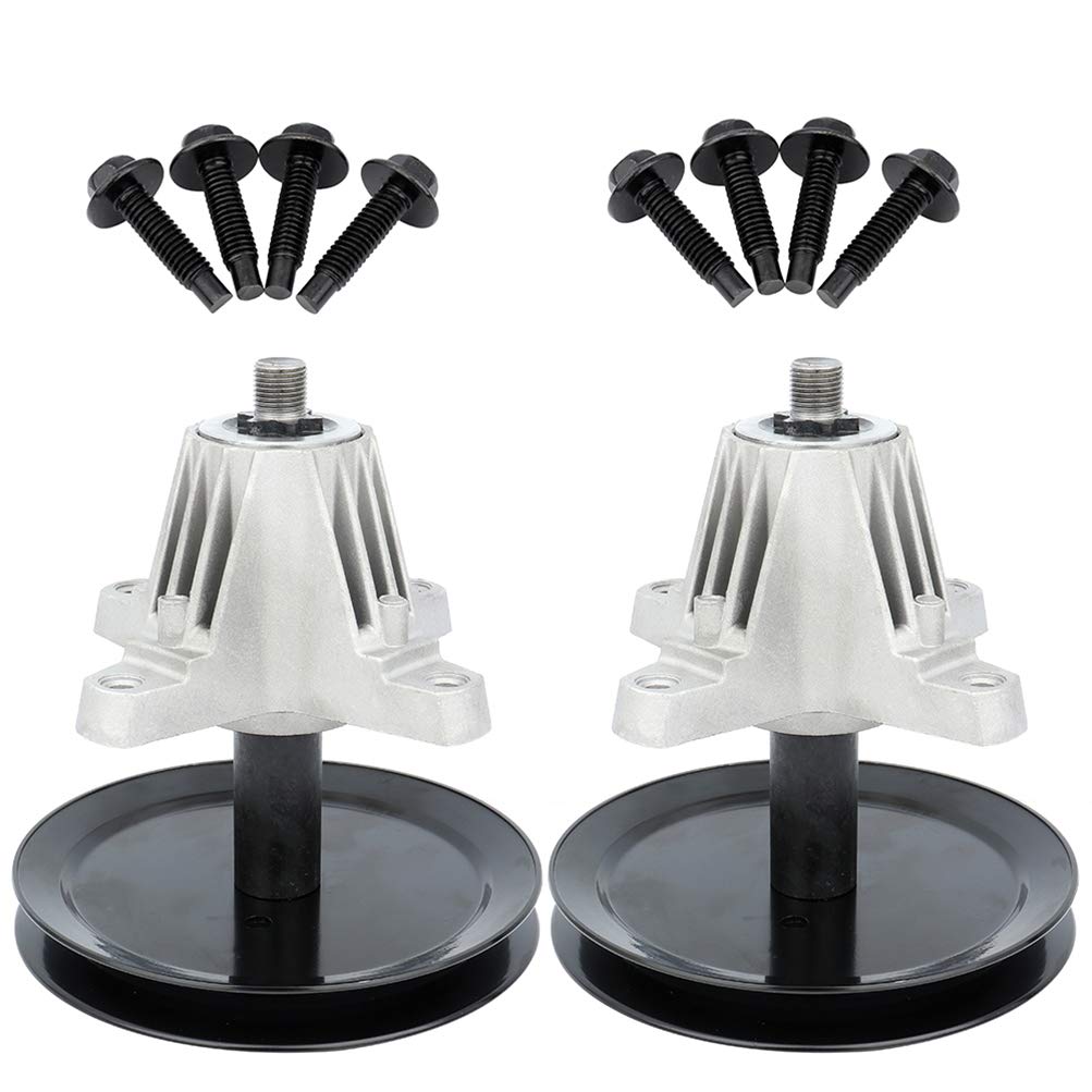 SCITOO 2-Pack Lawn Mower Spindles with Pulley Bolt - Replacement Spindle Assembly for Troy Bilt & MTD (618-05078, 918-05078, 918-0507A) - Perfect for Mower Repairs & Maintenance