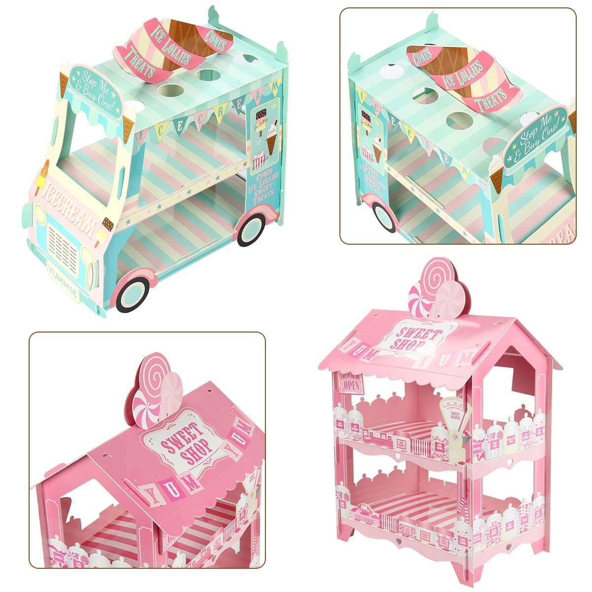 3-Tier Cupcake Stand for Parties - Elegant Cake Holder for Desserts, Ice Cream & Street Van Theme Decor - Perfect for Birthday, Wedding & Baby Shower Decorations