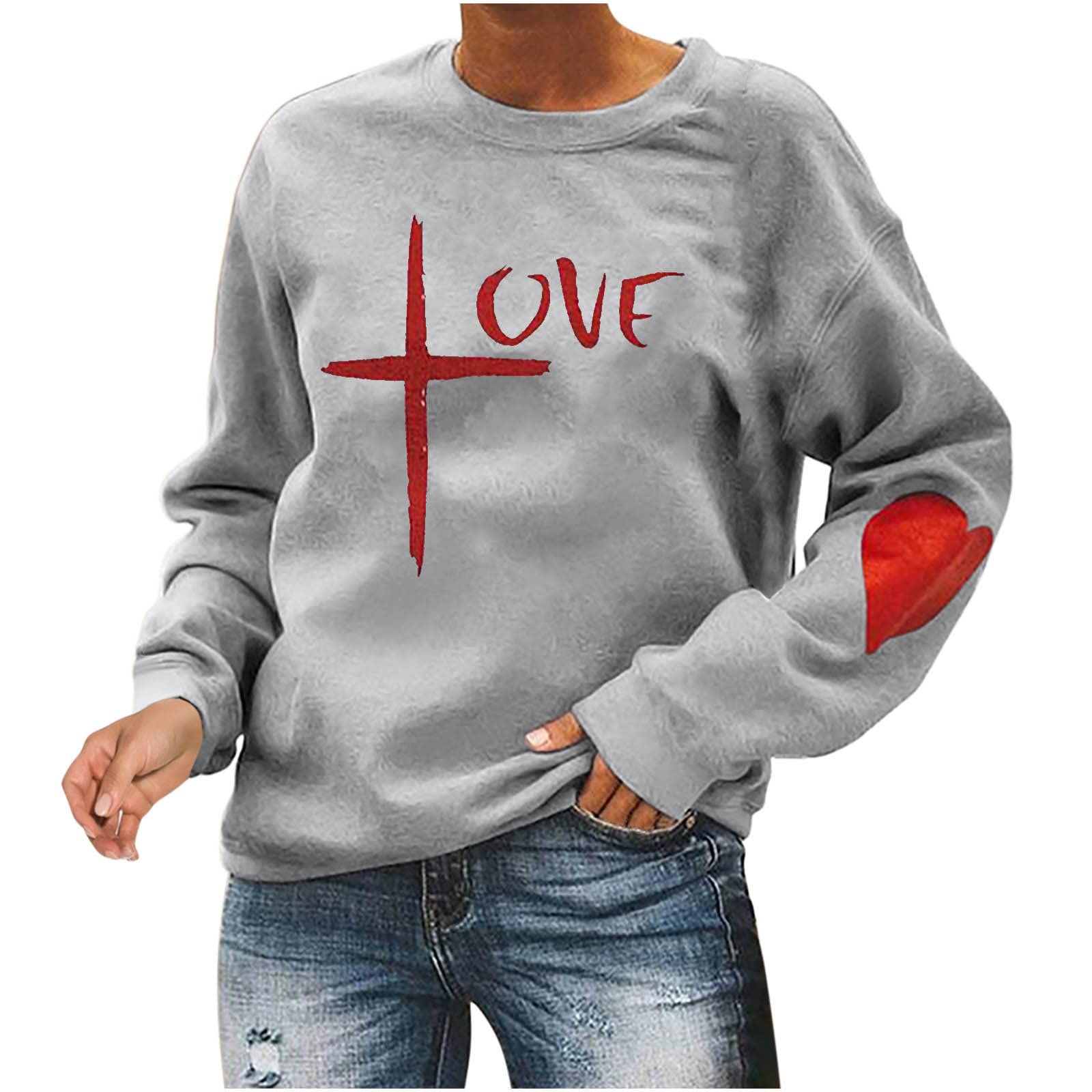 Valentine's Day Sweatshirts for Women - Cute Love Heart & Paw Prints Graphic T-Shirt Casual Long Sleeve Top | Perfect Gift for Girlfriend, Date Night & Couple Outfits