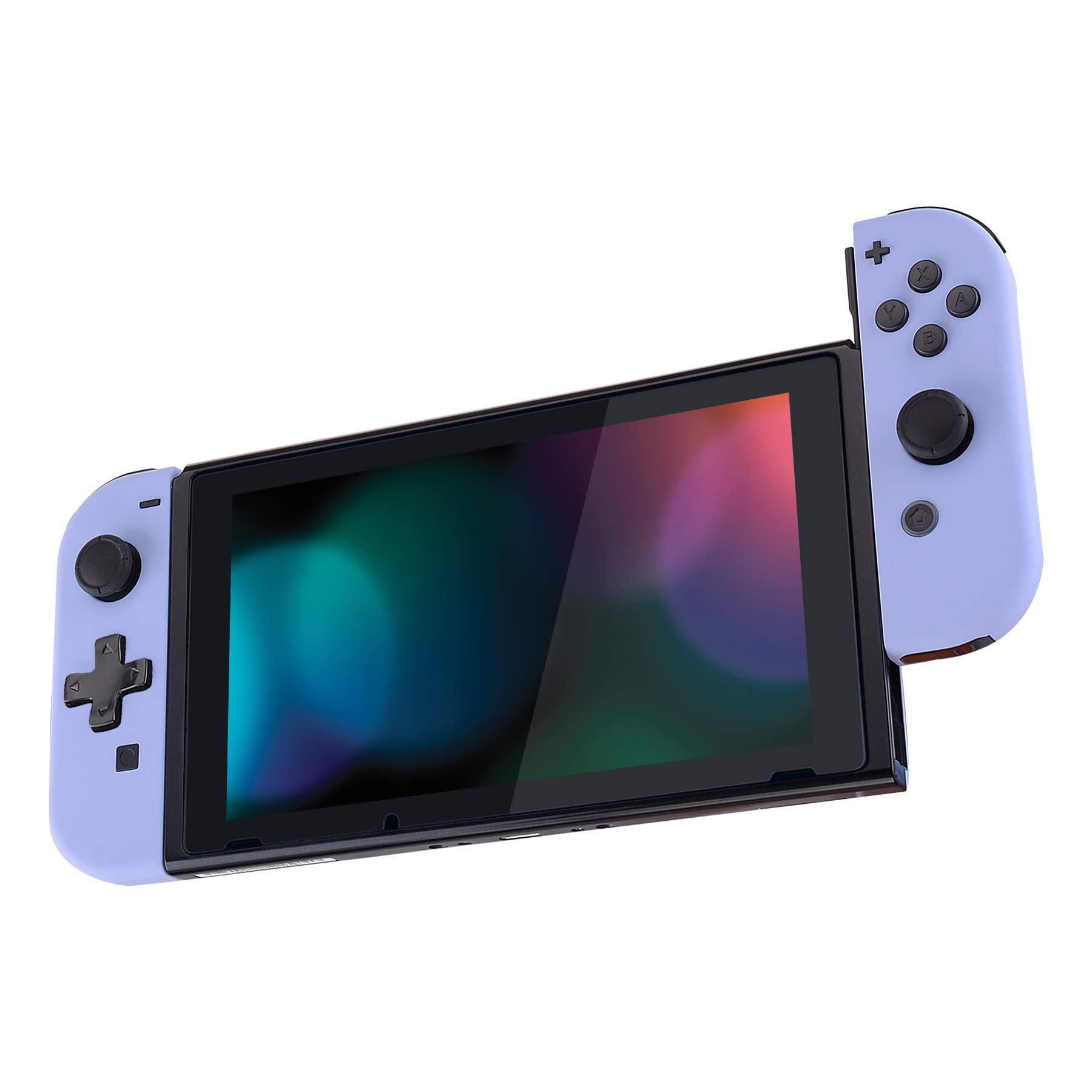 eXtremeRate Soft Touch Grip Back Plate & Joycon Shell for Nintendo Switch - D-Pad Version with Full Button Set (Light Violet) | DIY Replacement Housing for Enhanced Gaming Comfort | Perfect for Handheld Mode & Long Gaming Sessions