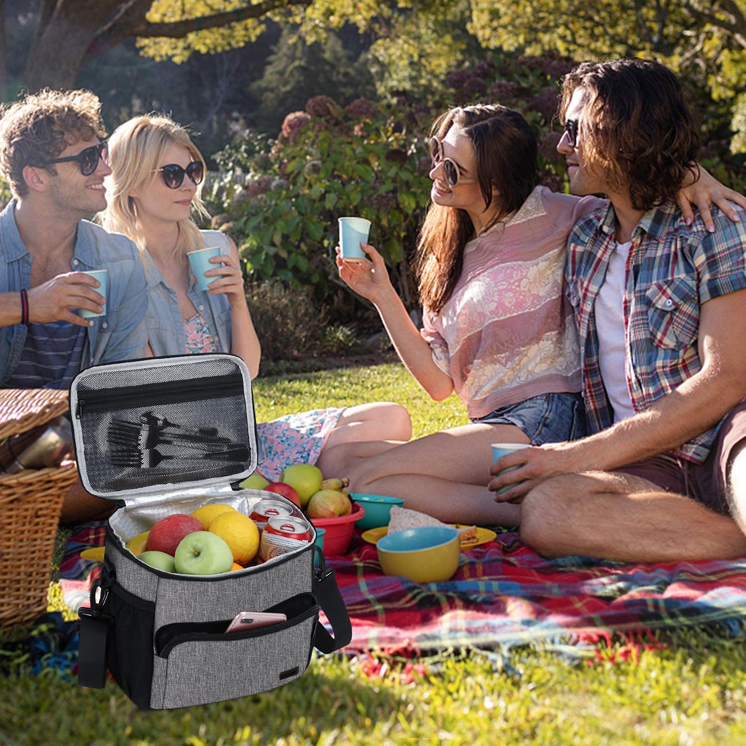 Gloppie Insulated Lunch Box for Men & Women - Reusable Cooler Bag for Work, School & Picnics - Grey - Perfect for Office, Travel & Outdoor Activities