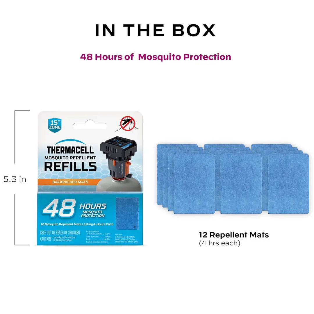 Thermacell Backpacker Mosquito Repellent Refills – 12-Hour Protection, No-Scent Formula – Perfect for Camping, Hiking & Outdoor Adventures