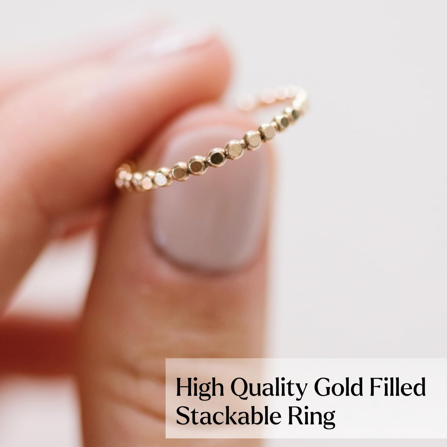 14K Gold Filled Stackable Rings for Women - Dainty Thin Minimalist Gold Band Rings | Non-Tarnish Elegant Jewelry Set | Perfect Gift for Mom, Sister, Best Friend | Ideal for Everyday Wear, Layering & Special Occasions (8-Piece Set)