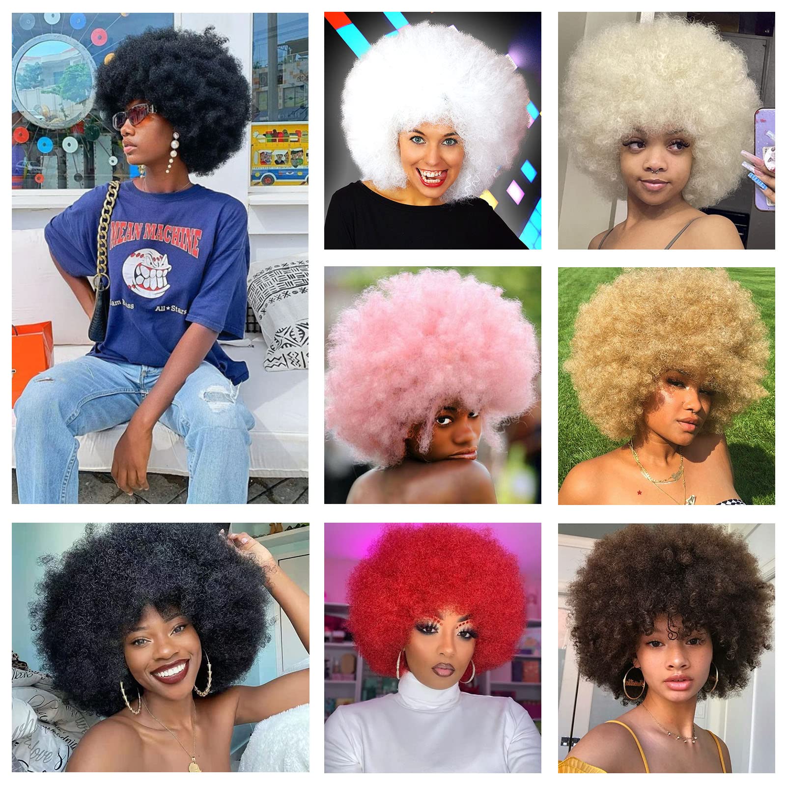 70s Afro Green Wigs for Women - Glueless Heat Resistant Short Kinky Curly Wigs - Perfect for St. Patrick's Day Parties, Cosplay, Disco & Costume Events - Fun Bouncy Wear-and-Go Wig for Halloween & Themed Parties