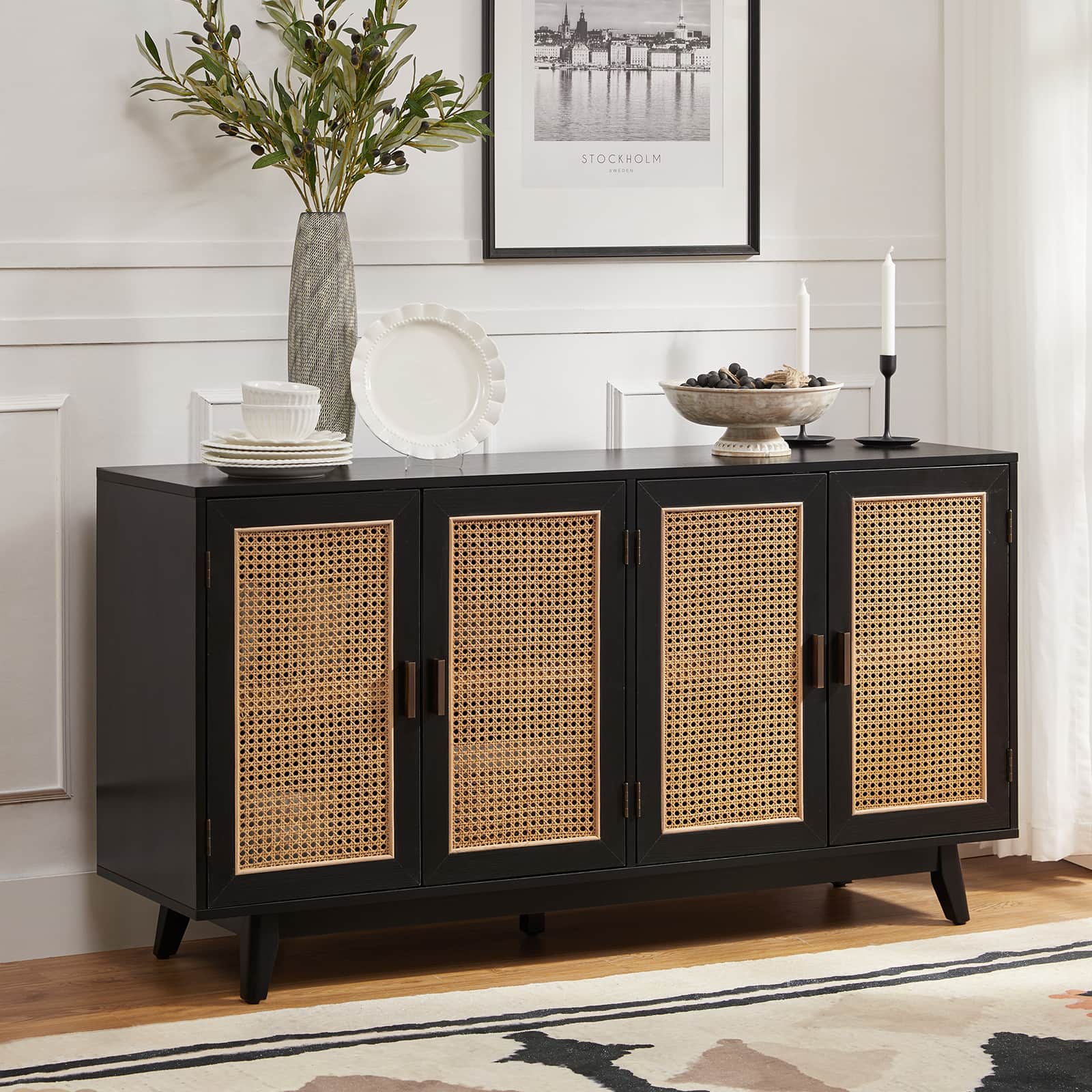 65 Inch TV Stand Console Table with Storage - Modern Entertainment Center for Living Room, Bedroom & Home Theater