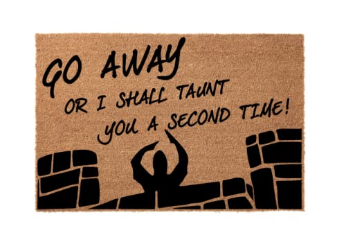 Personalized Doormat - 'GO AWAY or I Shall Taunt You a Second Time!' Monty Python Inspired - Custom Wedding & Housewarming Gift (24
