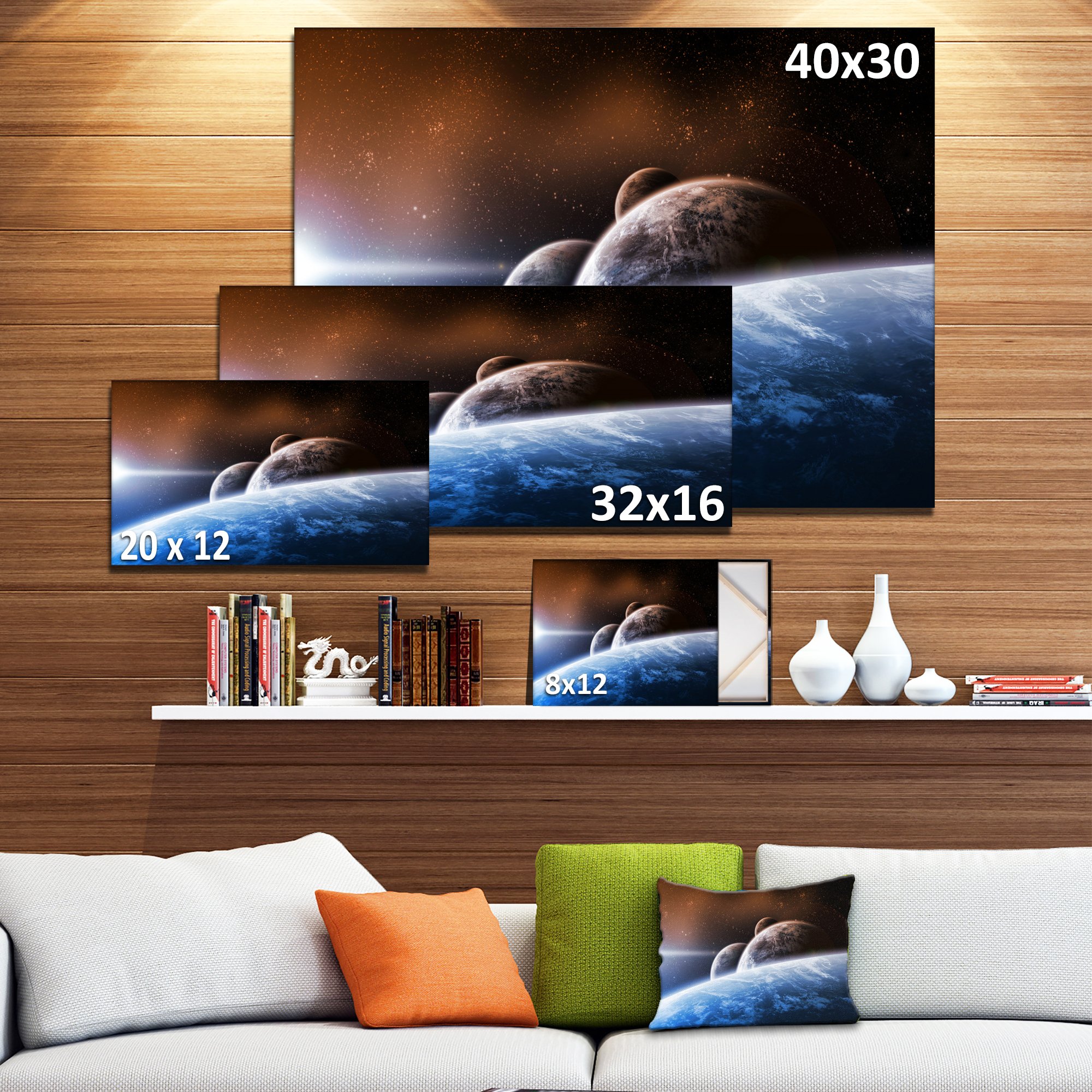 Space Planet Landscape Abstract Canvas Art Print - Modern Wall Decor for Living Room, Bedroom & Office