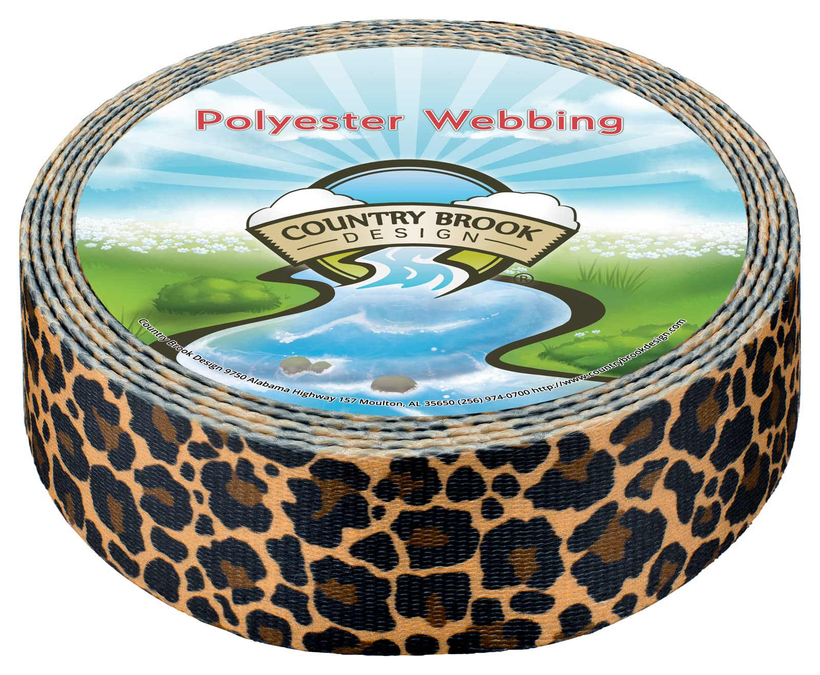 Country Brook Design - Leopard Print Polyester Webbing for DIY Crafts, Pet Collars & Fashion Accessories | Durable & Stylish Animal Print Trim
