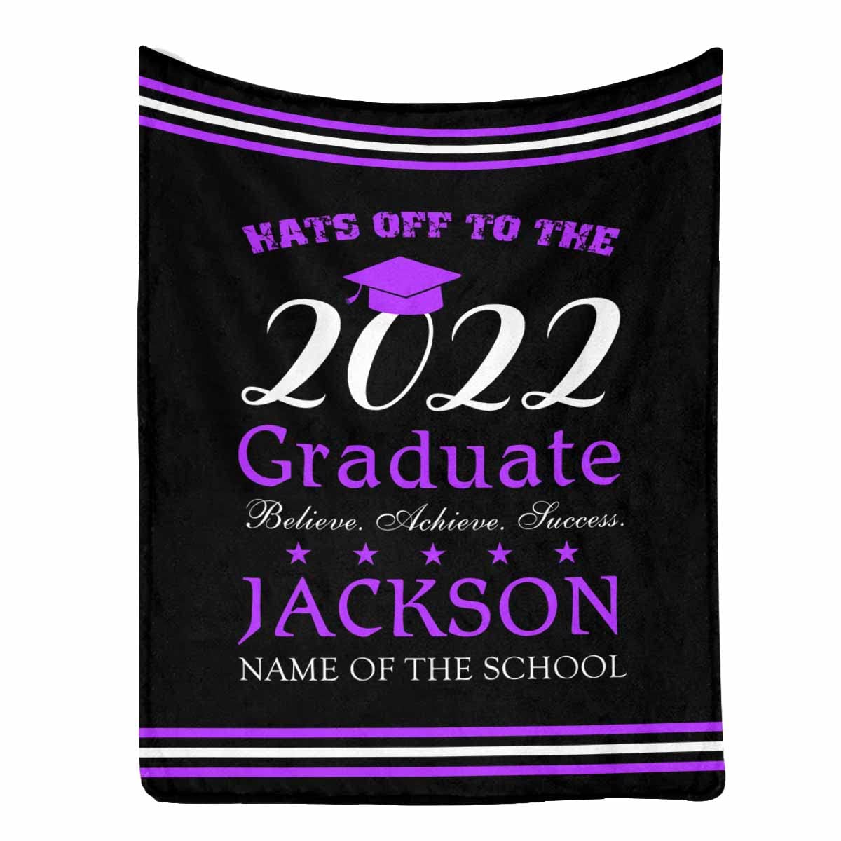 Personalized Graduation Blanket for Granddaughter - Custom 2022 Graduate Throw Blanket with 