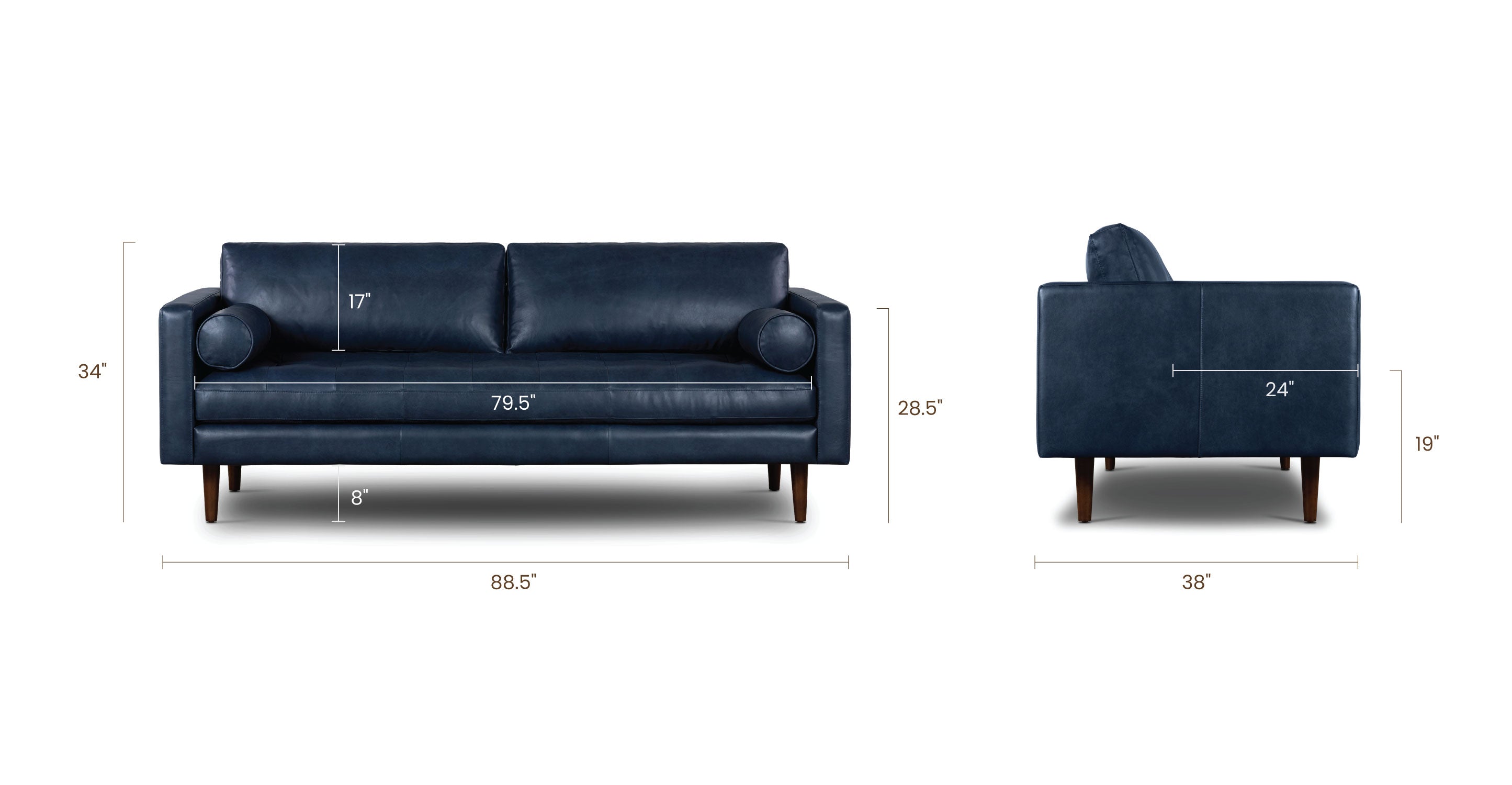 Premium Napa Leather Sofa - Modern Luxury Living Room Furniture for Home & Office - Perfect for Relaxing, Entertaining & Stylish Decor