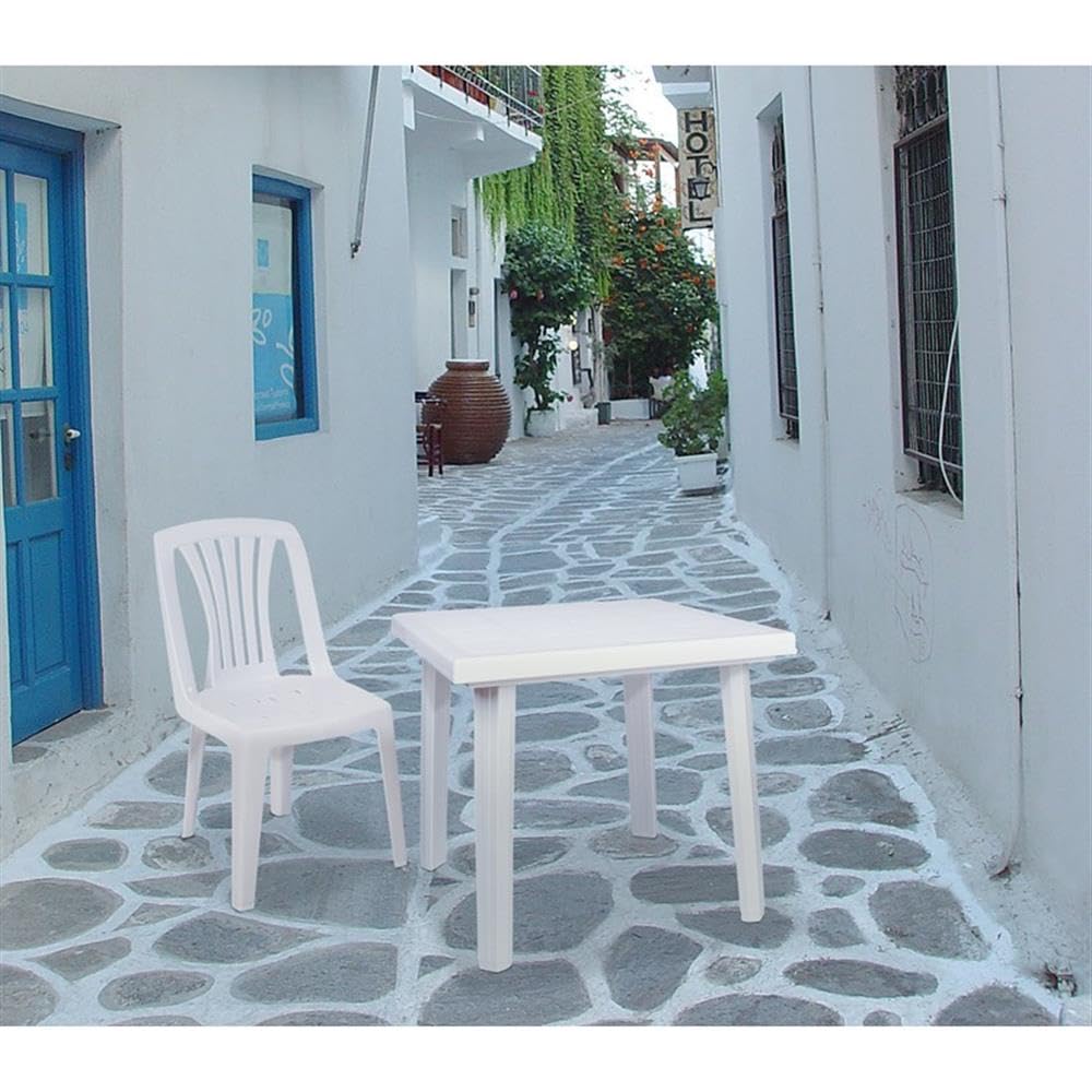 Compamia Cuadra 31 Inch Square White Resin Outdoor Dining Table - Heavy Duty Commercial Grade for Restaurants, Hotels & Patio Decor