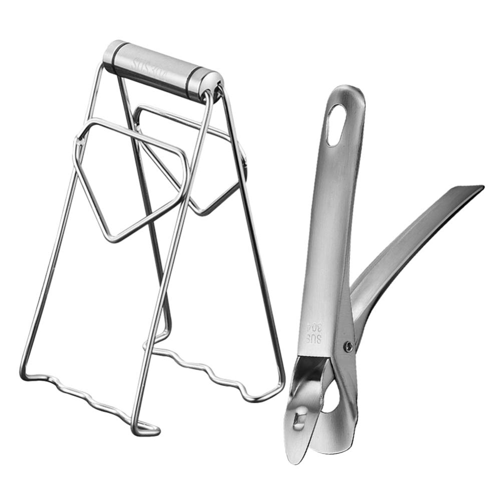 Hemoton 2-Piece Stainless Steel Kitchen Tongs Set - Anti-Scalding Hot Plate Grippers, Bowl & Pan Retriever Clamps - Essential Kitchen Gadgets for Cooking, Serving & Baking - Perfect for Chefs & Home Cooks