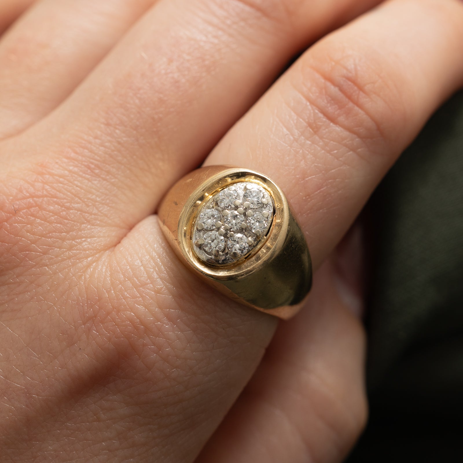Diamond Oval Cluster Signet Ring for Women | 0.42ctw Oval Cut Diamond Ring | Size 10.25 | Elegant Wedding Band, Anniversary Gift, or Everyday Jewelry