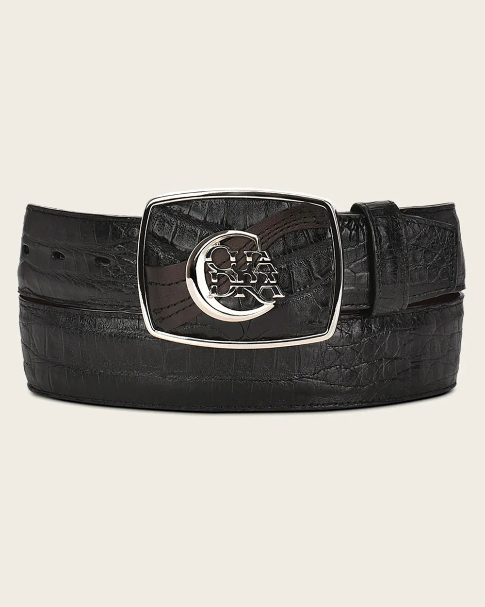 Cuadra Black Western Fashion Fuscus Belt for Men - Genuine Leather Cowboy Belt with Buckle - Perfect for Rodeo, Country Music Festivals & Western Outfits