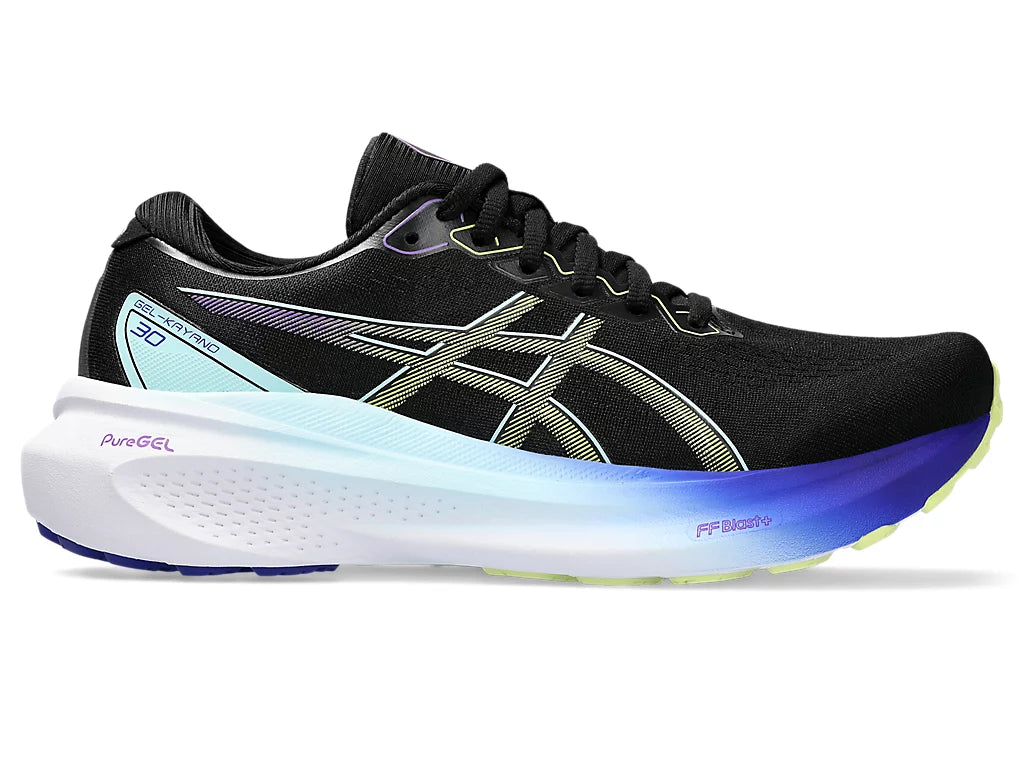 ASICS Women's GEL-KAYANO 30 Running Shoes - Wide Width, Black/Glow Yellow - Premium Stability & Cushioning for Long-Distance Running, Jogging & Gym Workouts