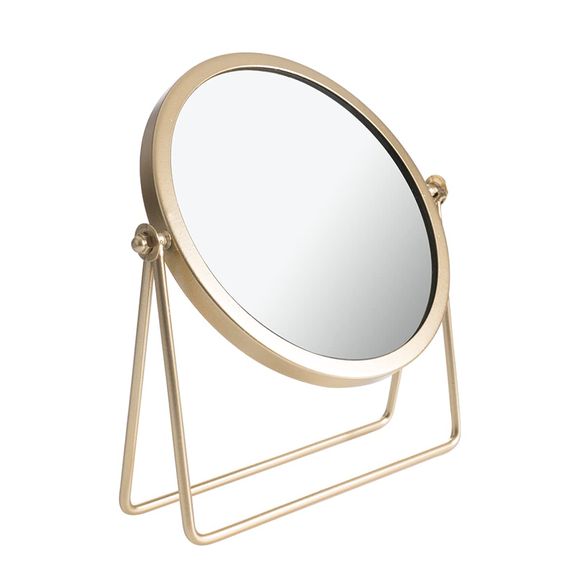 Vintage Gold Round Makeup Mirror 6.49 Inch - Single Sided Vanity Mirror with Metal Frame for Dressing Table, Cosmetic & Beauty Use - Perfect for Home, Bedroom, Bathroom & Travel - LONGSHENG Since 2001