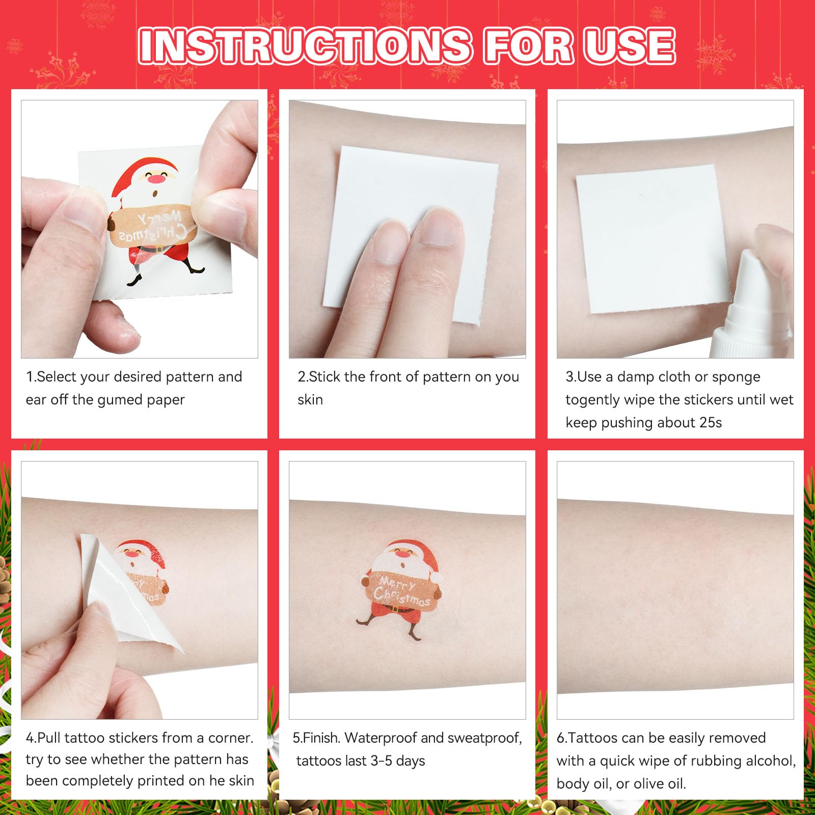 144 Pcs Christmas Temporary Tattoos for Kids - Fun Holiday Stocking Stuffers & Party Favors for Boys and Girls | Perfect for Xmas Gift Bags, Classroom Rewards & Christmas Decorations