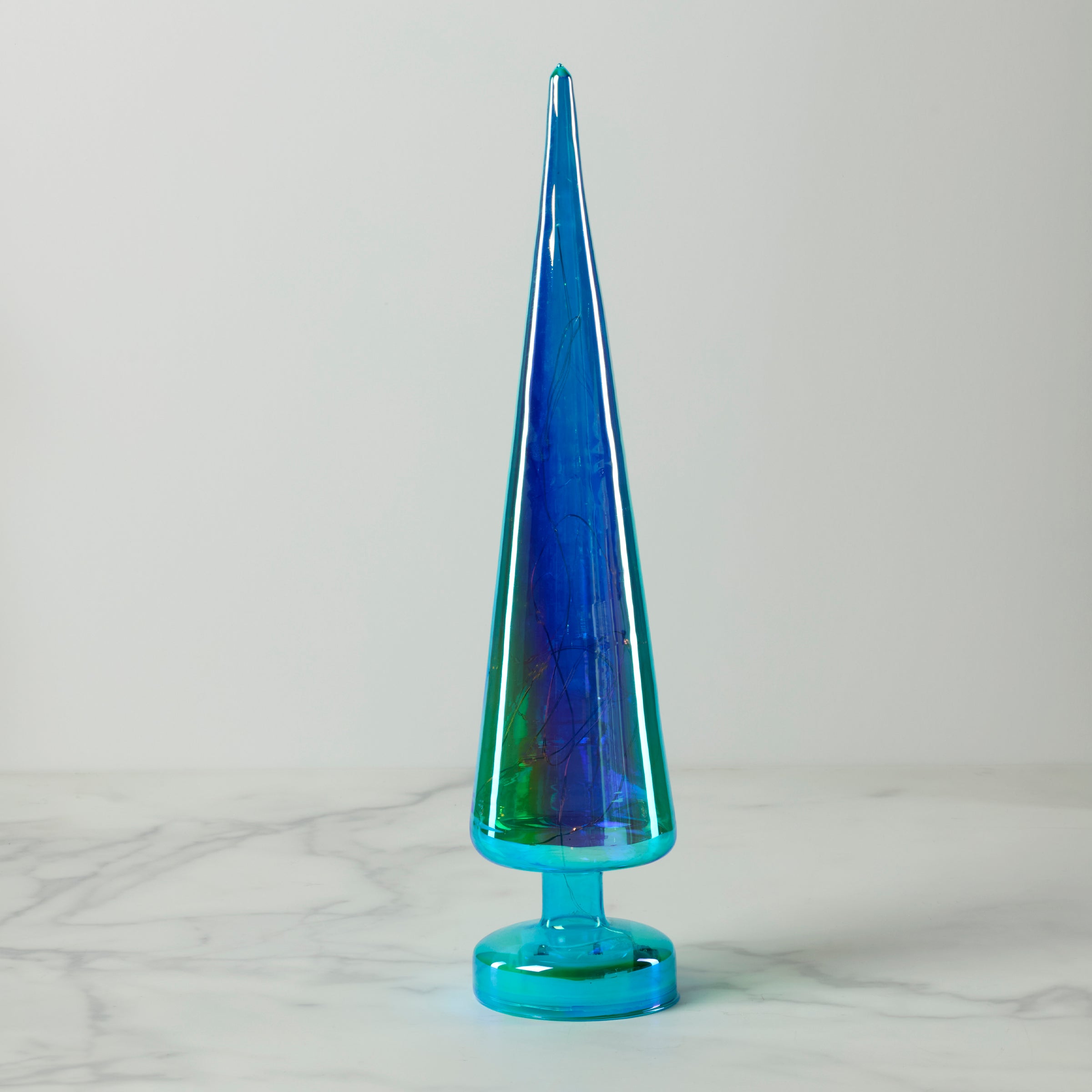 LED Illuminated Teal Glass Holiday Tree - Elegant Christmas Decor for Home, Office & Party