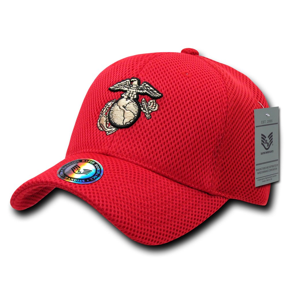 Rapiddominance Marines Air Mesh Military Cap - Tactical Baseball Hat for Outdoor, Hiking, Running & Sports - Lightweight & Breathable Adjustable Cap for Men & Women