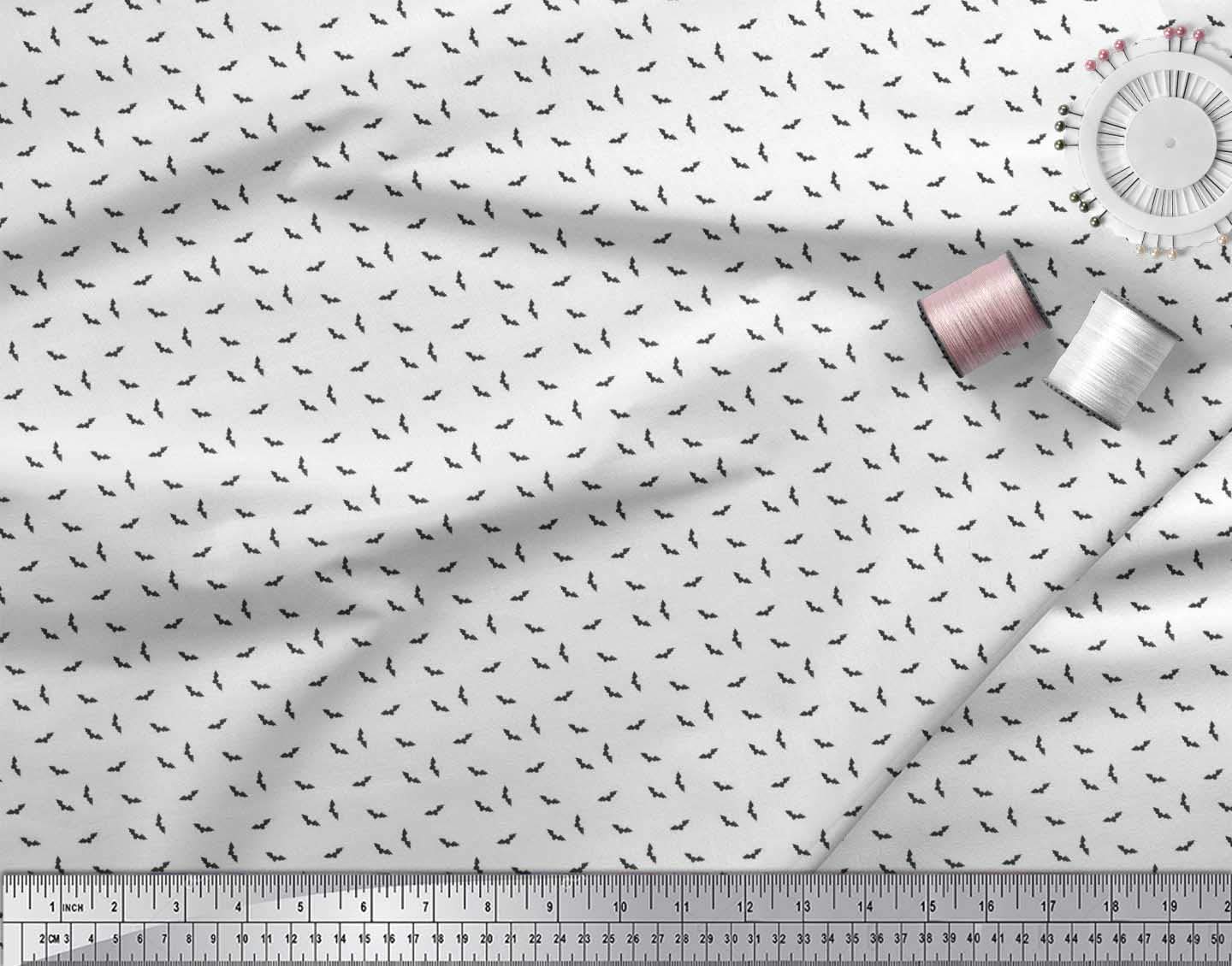 Soimoi 100% Cotton Jersey Fabric by The Yard - 58 Inch Wide Soft Knit Fabric with Whimsical Bat & Bird Print - Perfect for DIY Dresses, Shirts, and Home Decor Projects