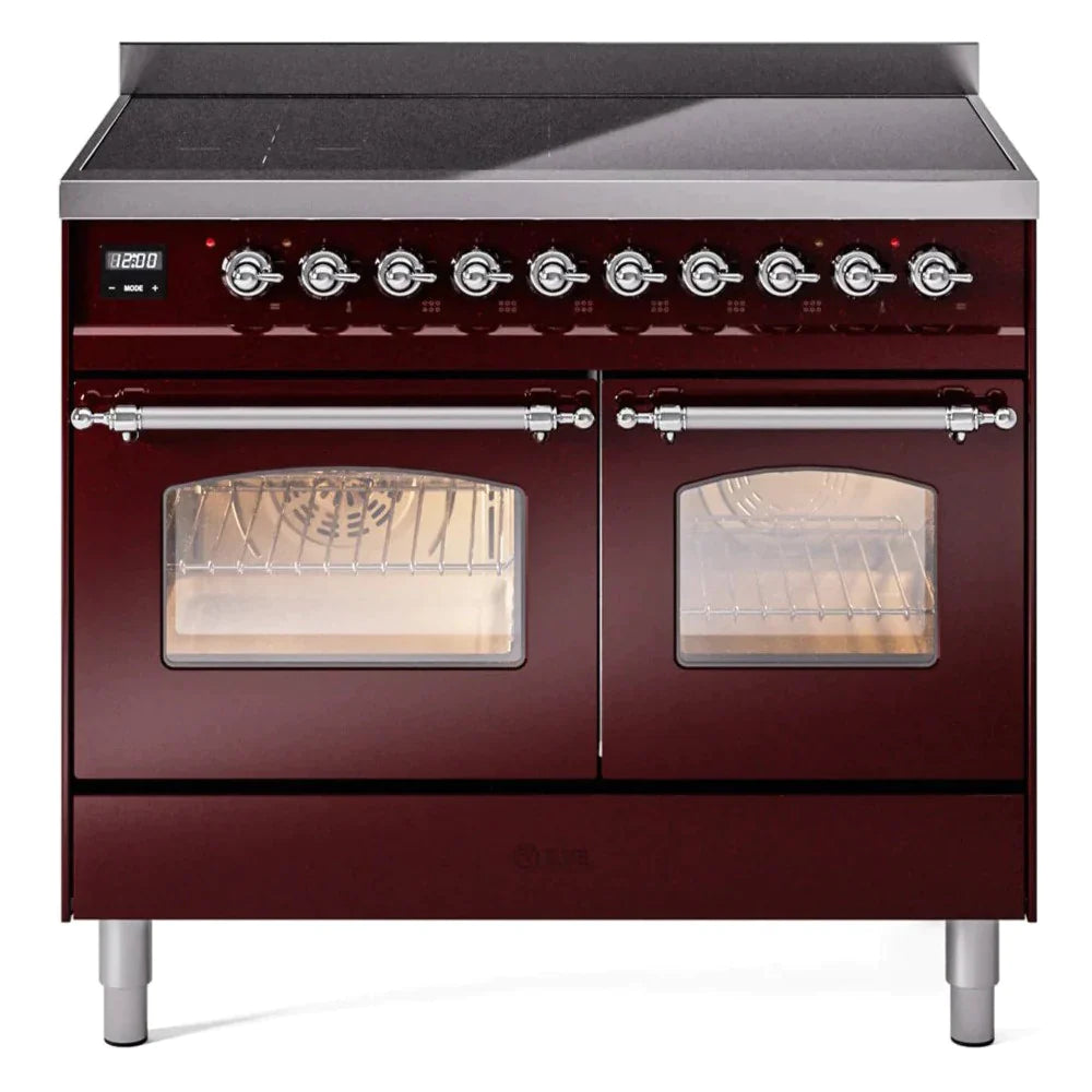 ILVE 40 Nostalgie II Series Freestanding Electric Double Oven Range - 6 Burners, Triple Glass Cool Door, Convection Oven, TFT Display & Child Lock | Perfect for Home Kitchens & Professional Chefs (Model UPDI406NMP)