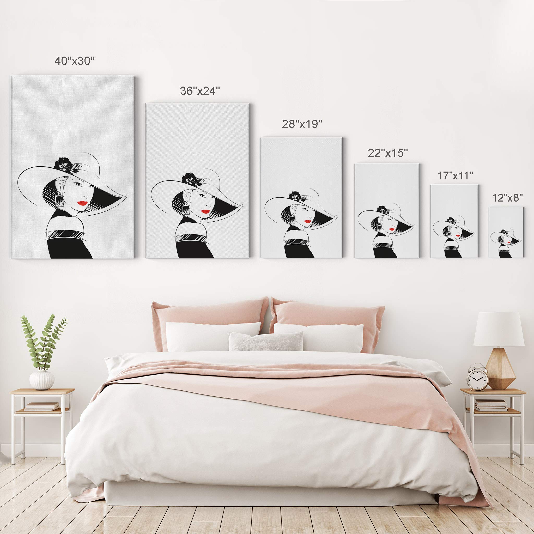 Glam Fashion Canvas Wall Art Set - Red, Black & White Book, Bag & High Heels Print (36x24 Inches, 2-Piece) | Ready to Hang Office, Bathroom, Women's Dorm, Bedroom & Living Room Decor | Trendy Home & Gift Idea for Fashion Lovers