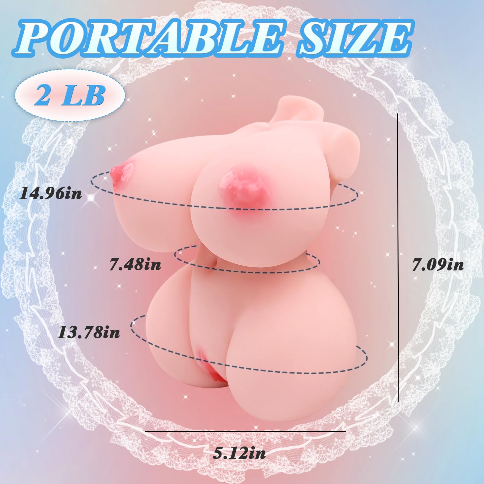 2lbs Mini Sex Doll for Men - Realistic Pocket Pussy with Boobs & Anal - Perfect for Travel & Discreet Masturbation