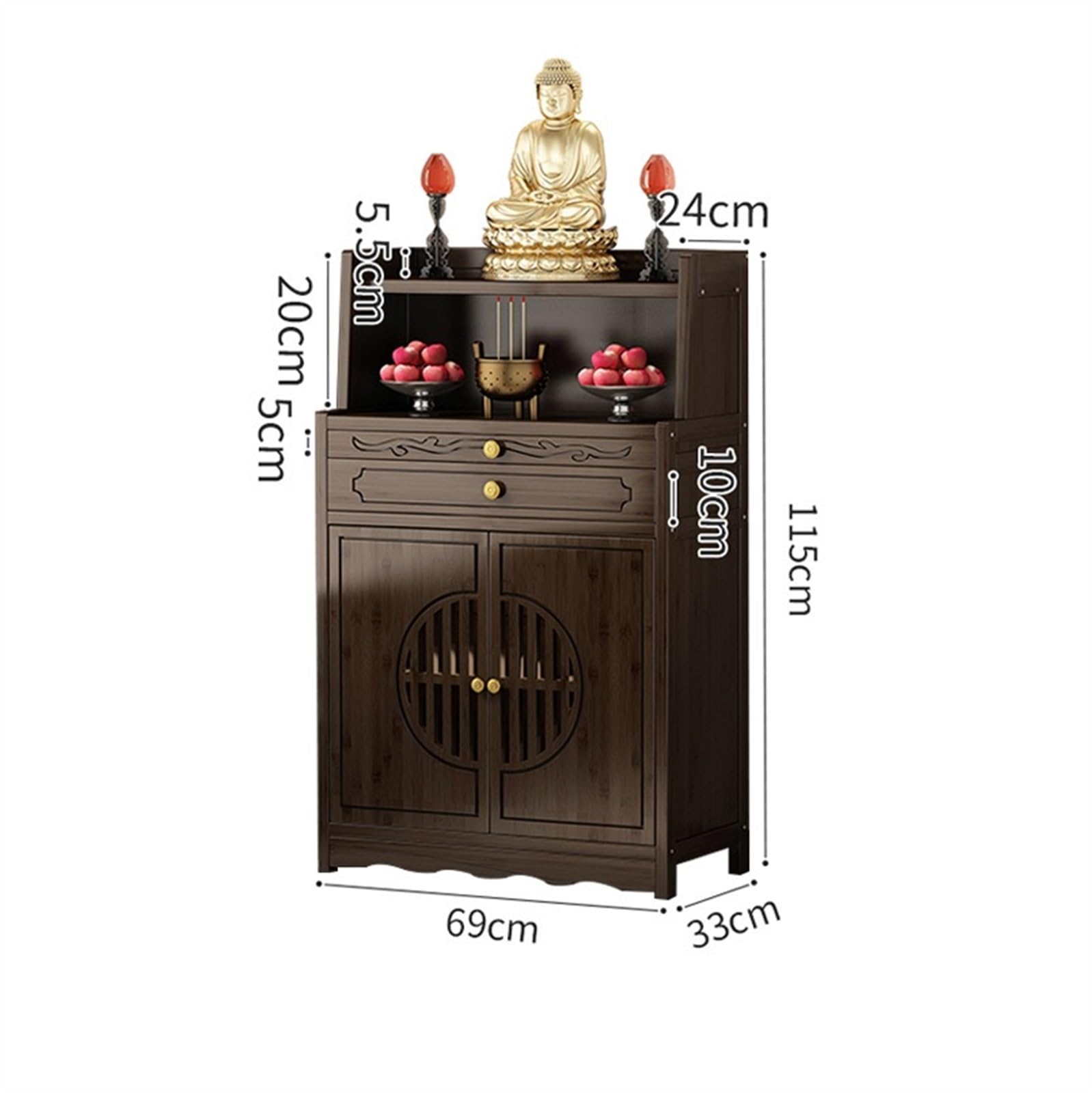 Chinese Buddhist Altar Table - Handcrafted Wooden Shrine Cabinet for Buddha, Guanyin & Wealth God Display | Home Meditation, Puja & Offering Table for Spiritual Practice & Decor