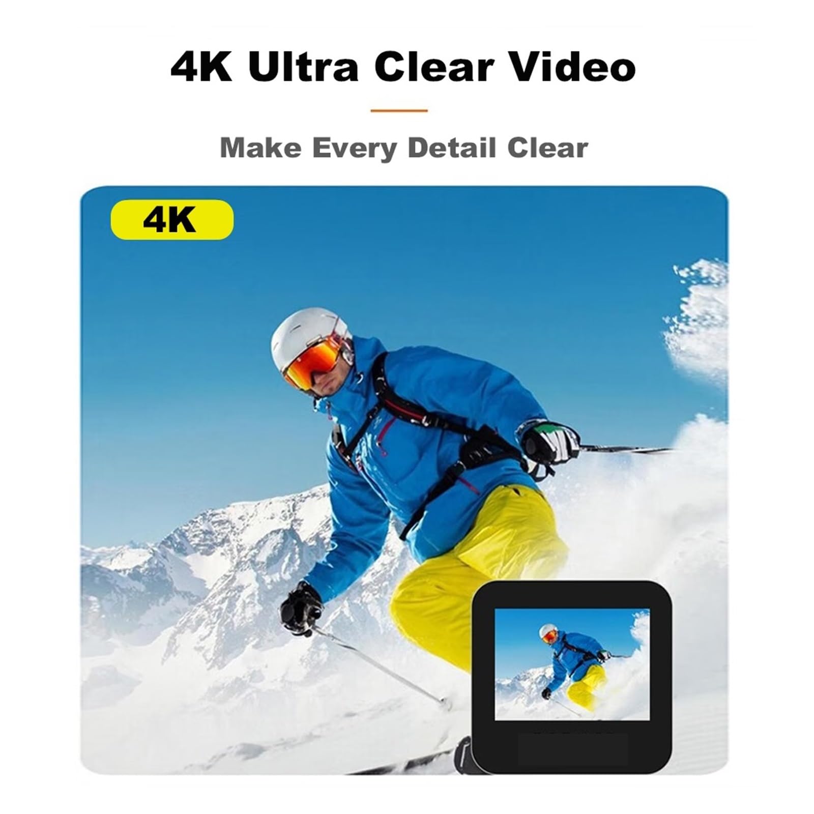 4K Action Camera with Anti-Shake & Night Vision - Waterproof Sports Camera for Vlogging, Riding, Skiing, Helmet Mounting (Includes 128GB Card) - Perfect for Outdoor Adventures, Travel Vlogging & Extreme Sports Recording