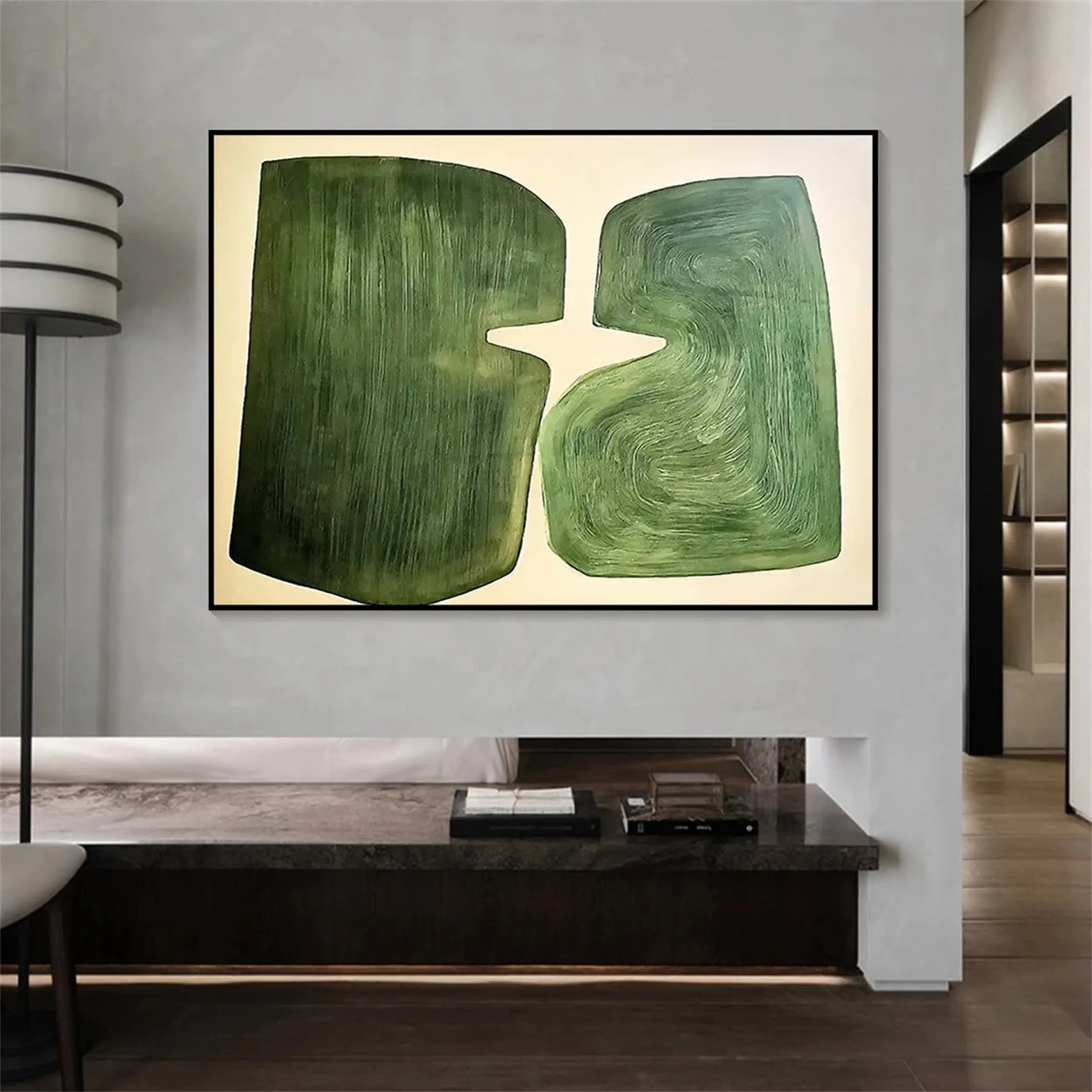 Blue & Green Abstract Canvas Wall Art #BG052 - Modern Home Decor for Living Room, Bedroom & Office