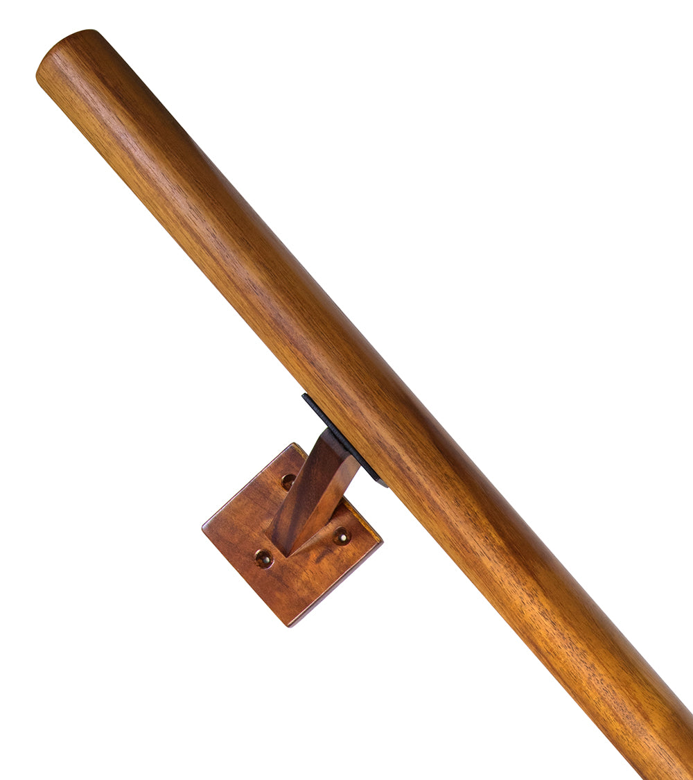 4' Solid Koa Wood Handrail with Wall Mounts - Premium Hawaiian Hardwood Stair Railing for Indoor/Outdoor Stairs, Deck, and Balcony Safety