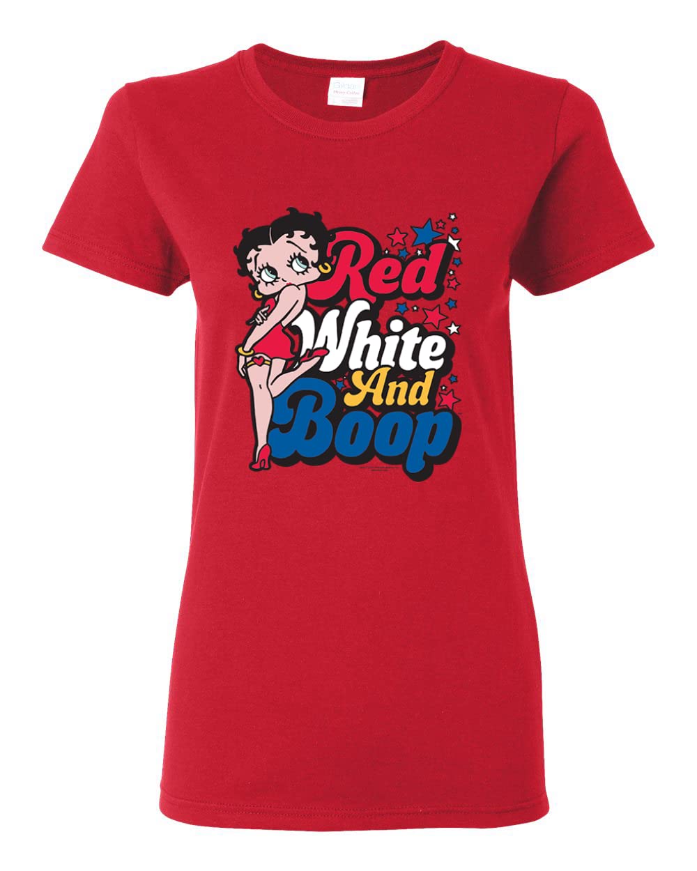 Betty Boop Women's T-Shirt - Shark & Hammer Graphic Tee in Red & White | Medium Size | Casual Wear, Pop Culture Fashion, Gift for Betty Boop Fans