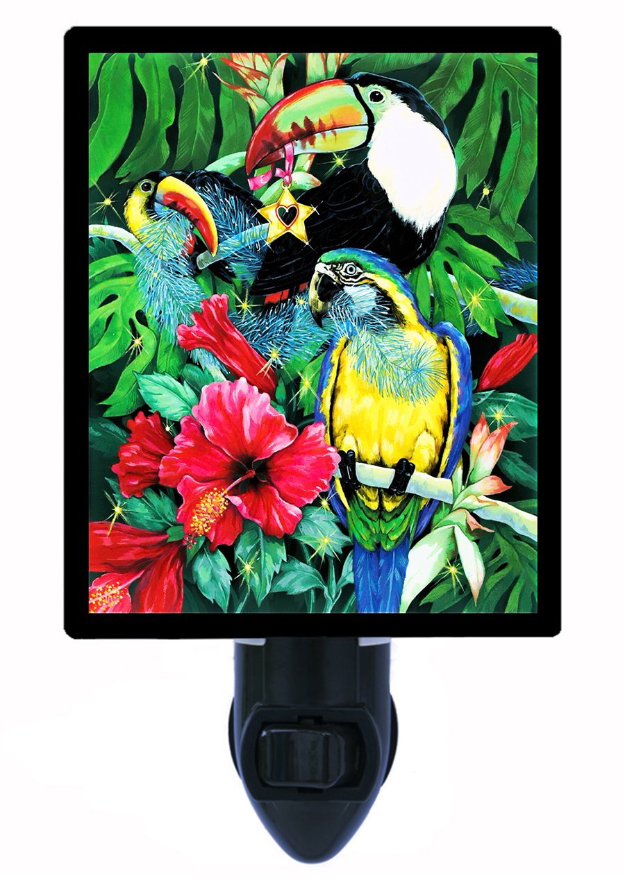 Christmas Night Light - Tropical Themed LED Night Light with Parrot & Toucan Design | Perfect for Holiday Decor, Bedroom, Nursery & Gift Giving