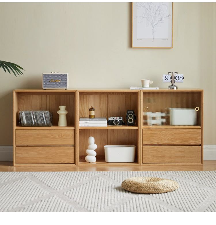 Oak Solid Wood Modern Creative Bookcase - Stylish Storage for Books & Home Decor | Perfect for Living Room, Office & Study Spaces