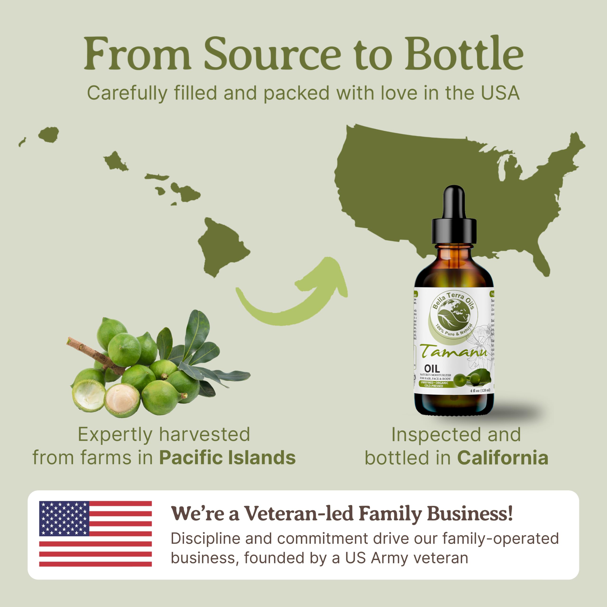 Organic Tamanu Oil 16oz by Bella Terra - 100% Pure Cold-Pressed for Radiant Skin & Hair - Rich in Nutrients & Vitamins - Perfect for Skincare, Hair Care & Natural Remedies