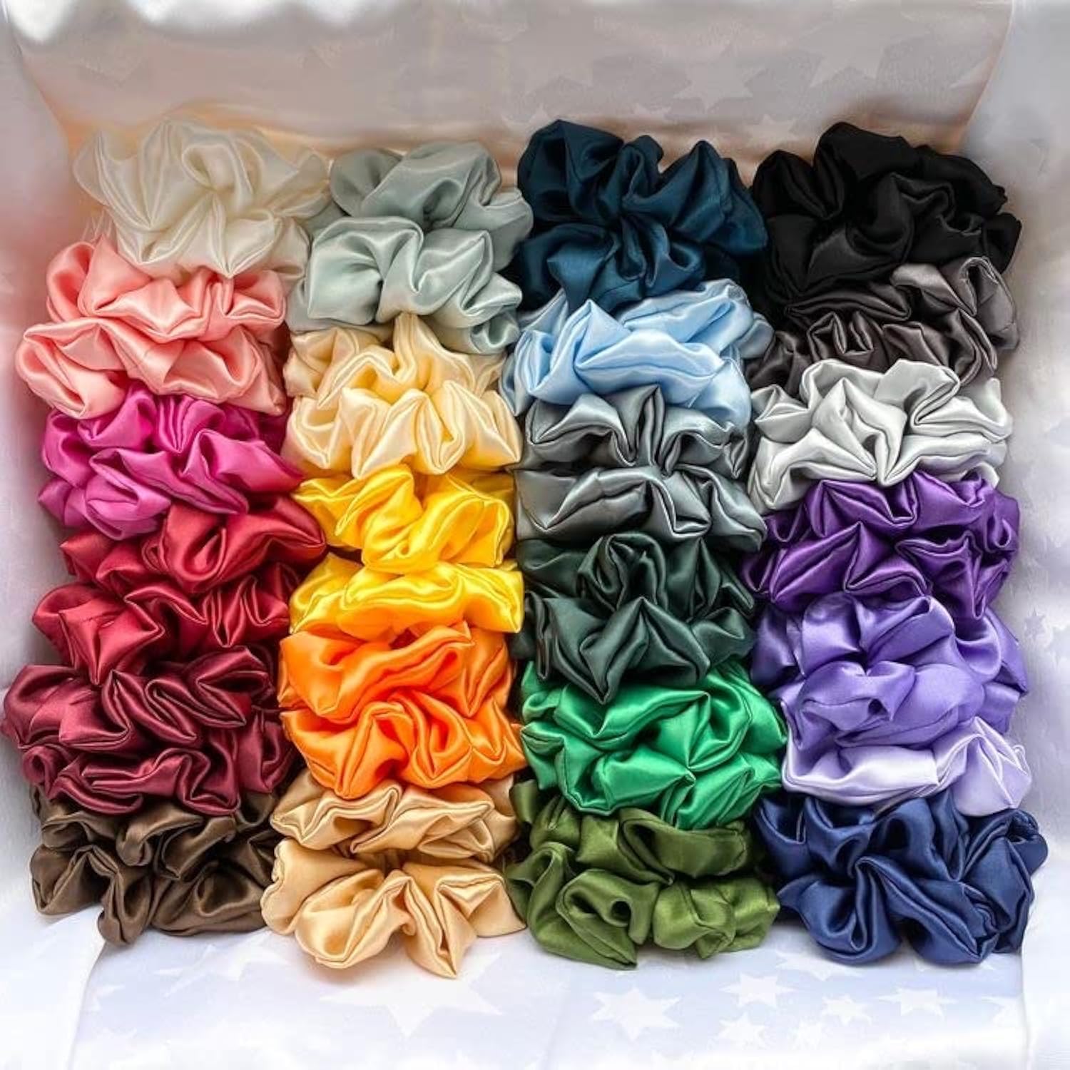 Premium Starvis Hair Scrunchies - Soft Chiffon & Cotton Elastic Hair Bands for Women & Girls (24-Pack) - Perfect for School, Workouts, and Everyday Styling