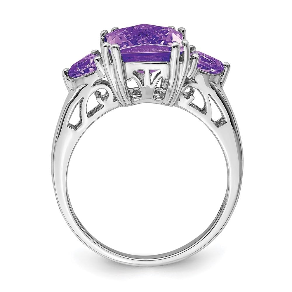 925 Sterling Silver Rhodium Plated Amethyst Engagement Ring for Women - 3.5ct Oval Cut Purple Gemstone Wedding Ring, Promise Ring, Anniversary Gift | Diamond2Deal