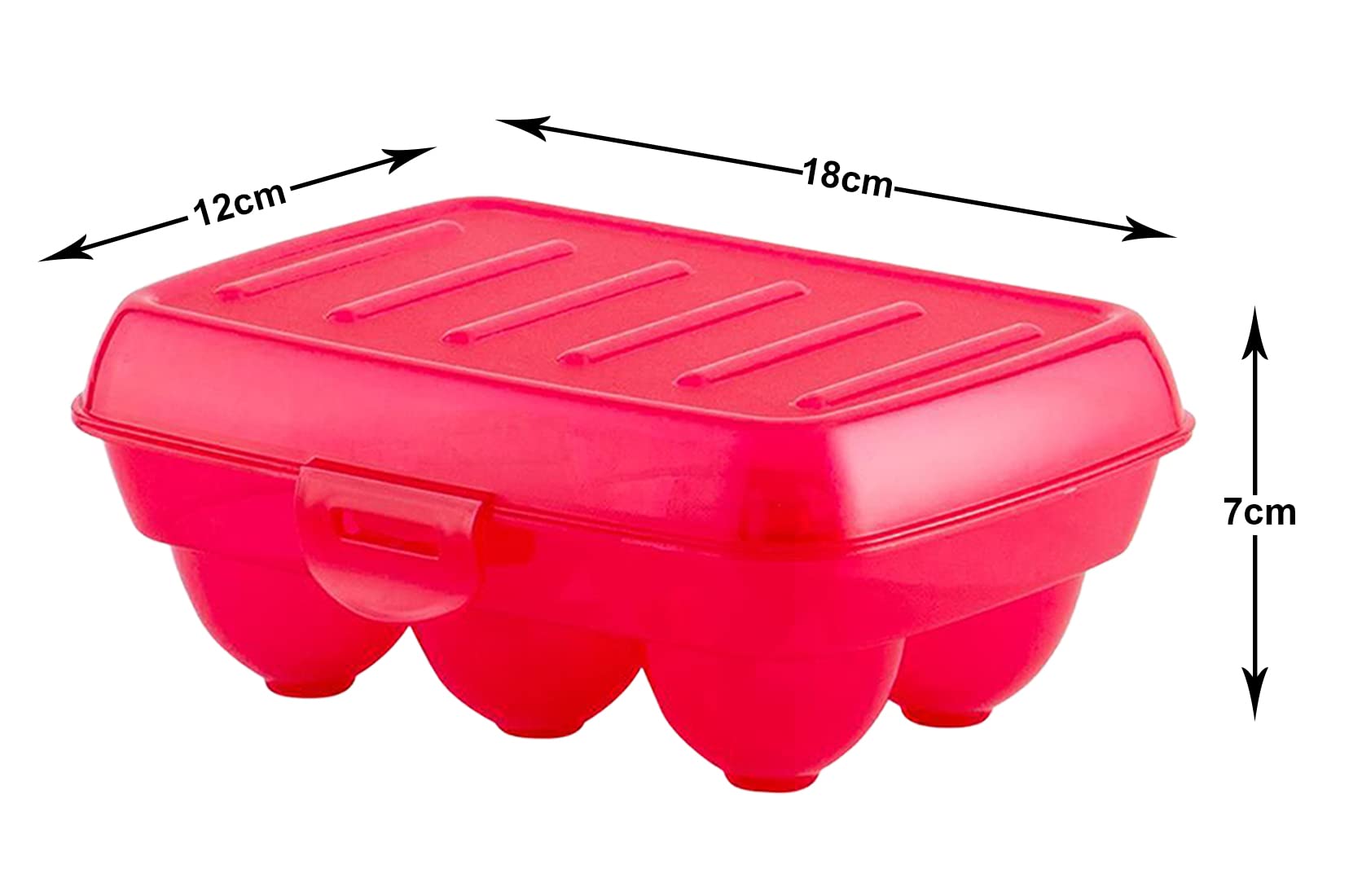 Portable Food Grade Plastic Egg Holder - Storage Box for 6 Eggs (Pink) | Compact Kitchen Organizer for Refrigerator, Camping & Travel | 46HH0383