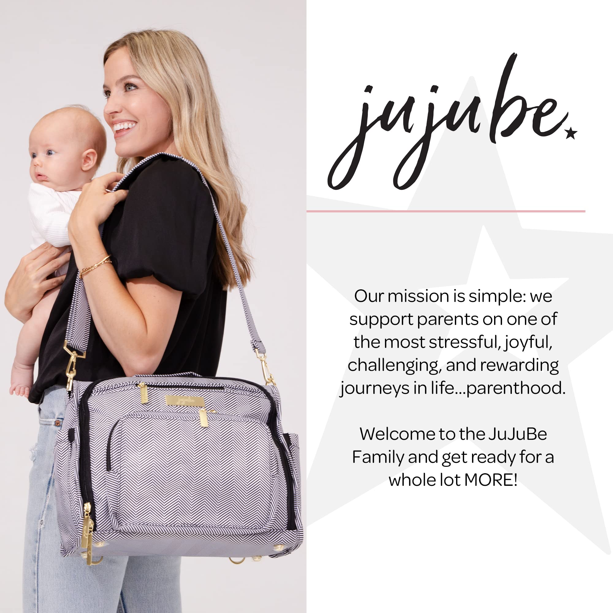 JuJuBe Baby Diaper Backpack - Large Travel Tote with Changing Pad, Stroller Hooks & Multiple Pockets | Perfect for Baby Bottles, Diapers, Pacifiers & Essentials | Ideal for Parenting, Daycare & Family Outings | BFF Queen of The Nile Collection