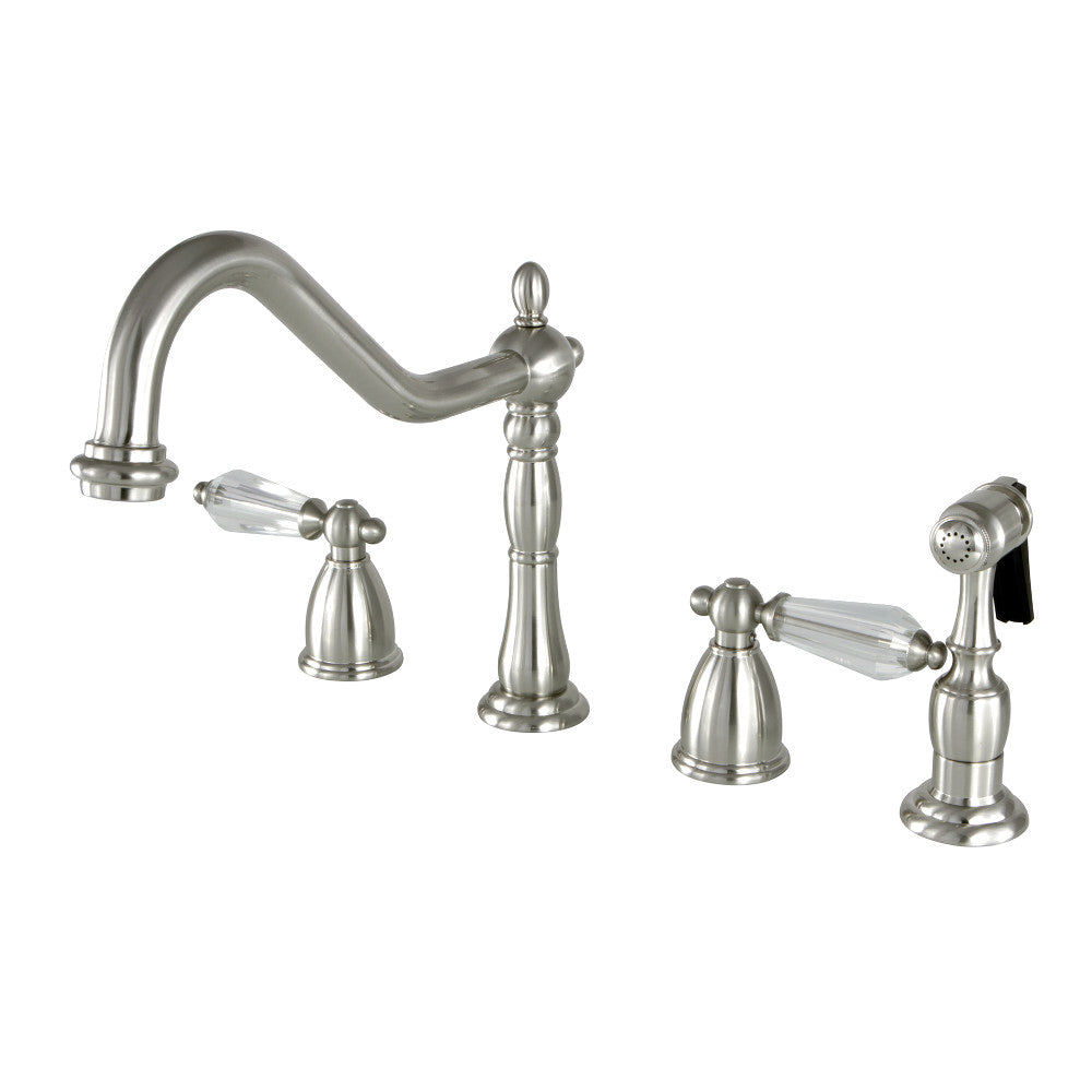 Kingston Brass KB1790WLLBS Wilshire Widespread Kitchen Faucet with Brass Sprayer - Premium Pull-Down Faucet for Modern Kitchens, Perfect for Cooking, Washing Dishes & Food Prep