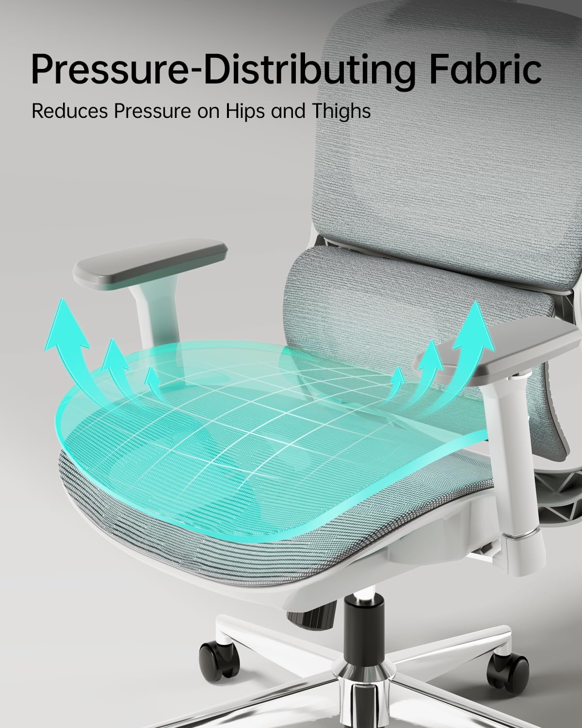 Hbada P2 Air Ergonomic Office Chair - Adjustable 3D Lumbar Support & Headrest, Breathable Mesh Back for Big and Tall Users, 3D Armrests, Comfortable Seat Cushion - Perfect for Home Office, Gaming & Workspace (White)