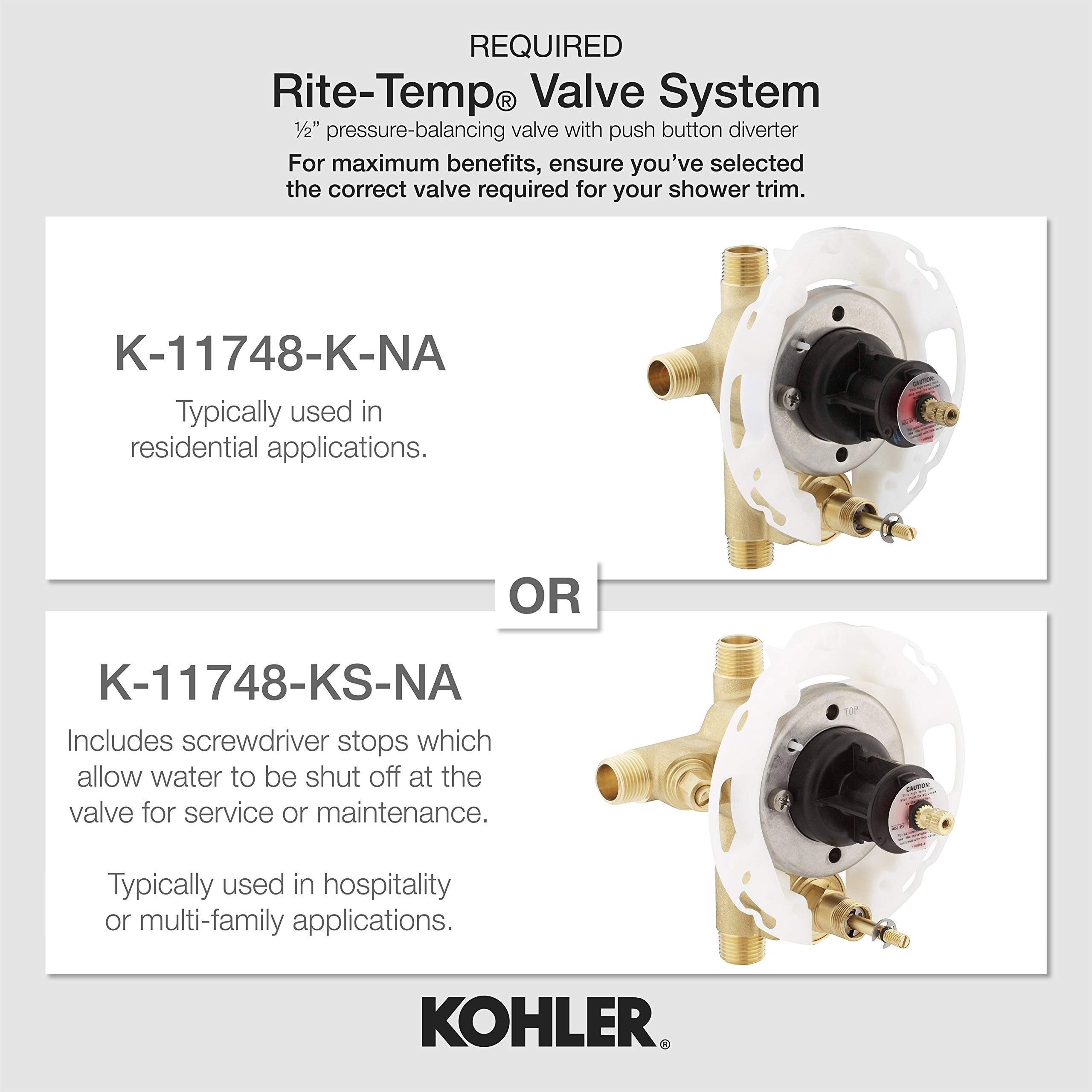 Alteo® Rite-Temp® Shower Trim Set with Push-Button Diverter - Bathroom Faucet Accessories for Modern Home Renovation (Valve Not Included) - Perfect for Bathroom Upgrades and Shower Installations