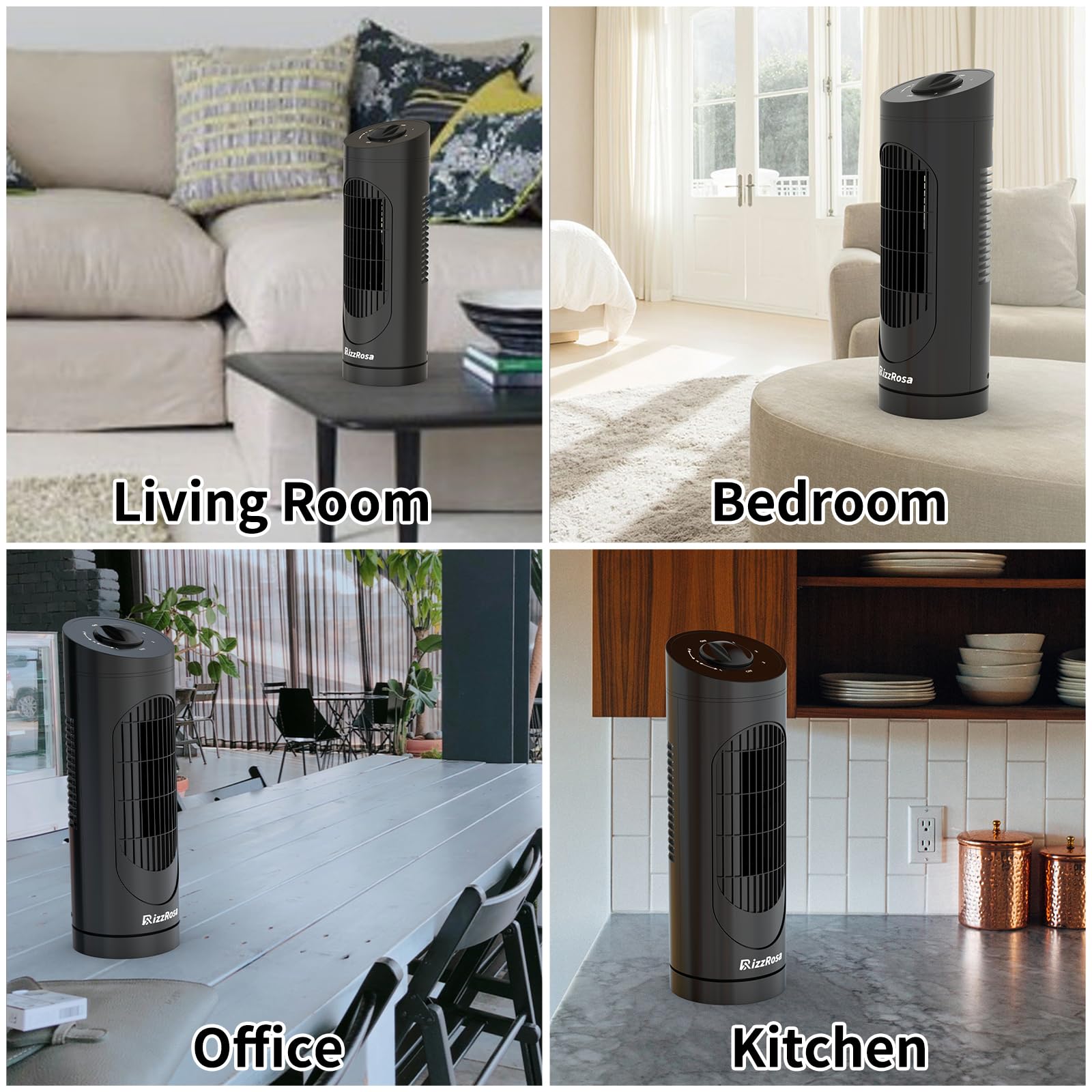 14 Inch Bladeless Tower Fan with 3-Speed Settings & 80° Oscillation - Ultra Quiet Cooling Desk Fan for Office, Bedroom, Home - Perfect for Work, Sleep & Summer Comfort