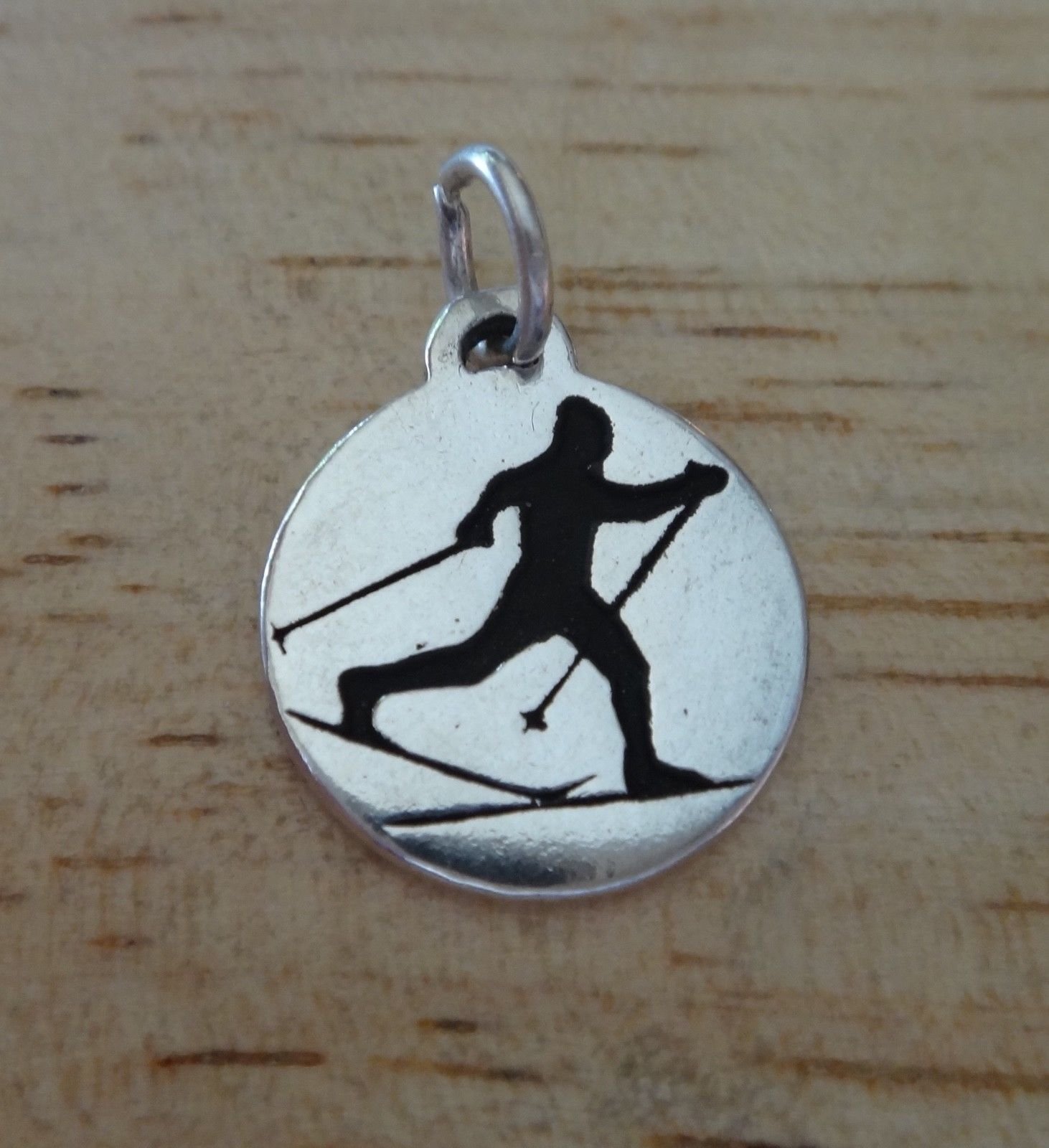 Sterling Silver Ski Charm Pendant - Elegant Jewelry for Ski Enthusiasts - Perfect for Ski Trips, Winter Sports & Outdoor Adventures